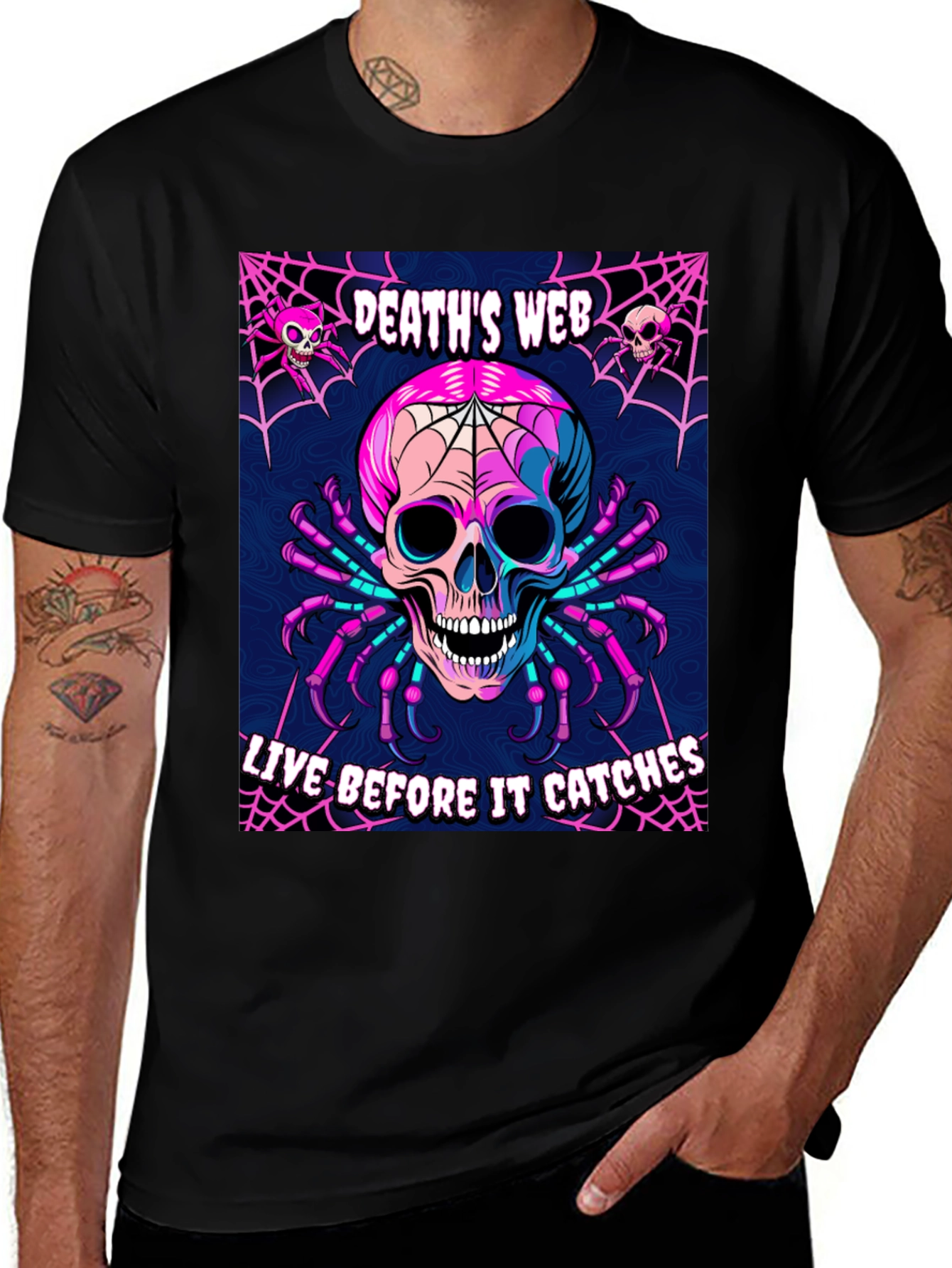 Variant 6 of Death's Web Graphic T-Shirt - Live Before It Catches You!