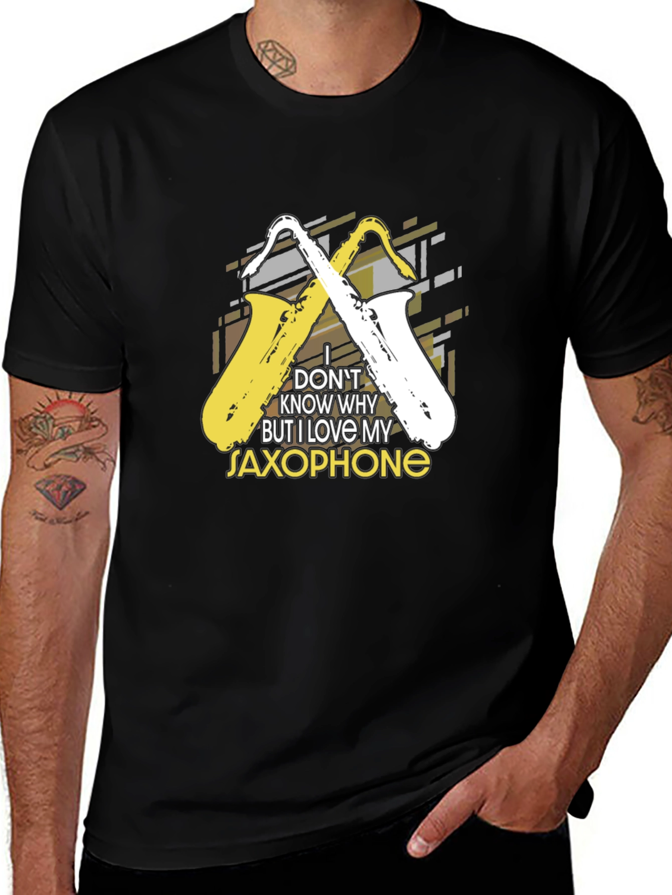 Variant 2 of Saxophone Lover Black T-Shirt - Music Gift