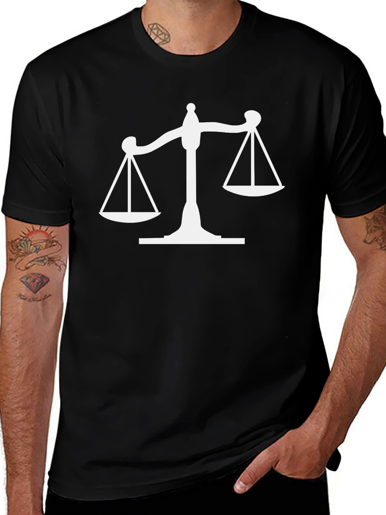 Scales of Justice Graphic Tee - Black Cotton T-Shirt