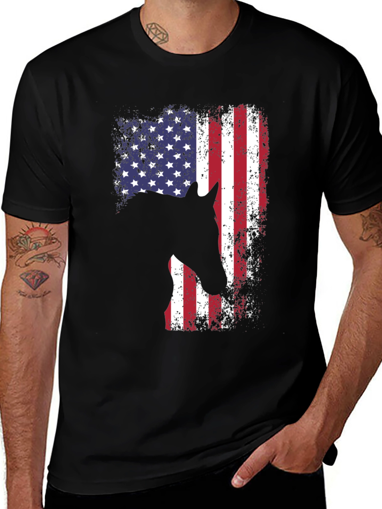 Variant 29 of American Flag Horse T-Shirt - Patriotic Design
