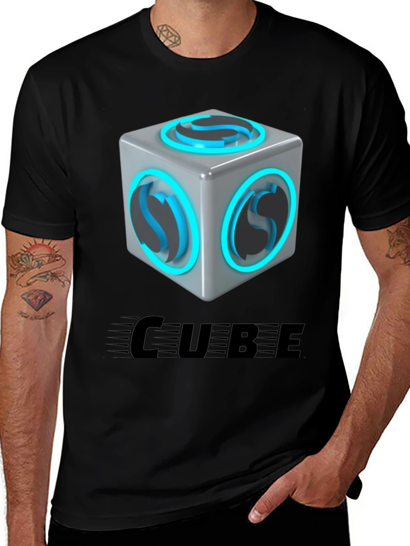 Variant 13 of Cube Graphic Print Men's Black T-Shirt