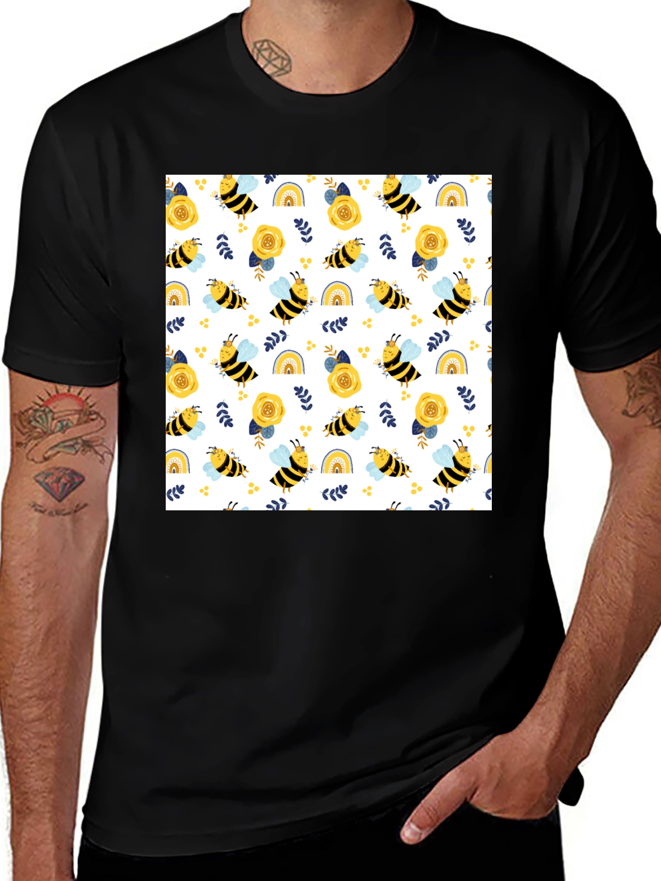 Variant 21 of Honey Bee Pattern T-Shirt