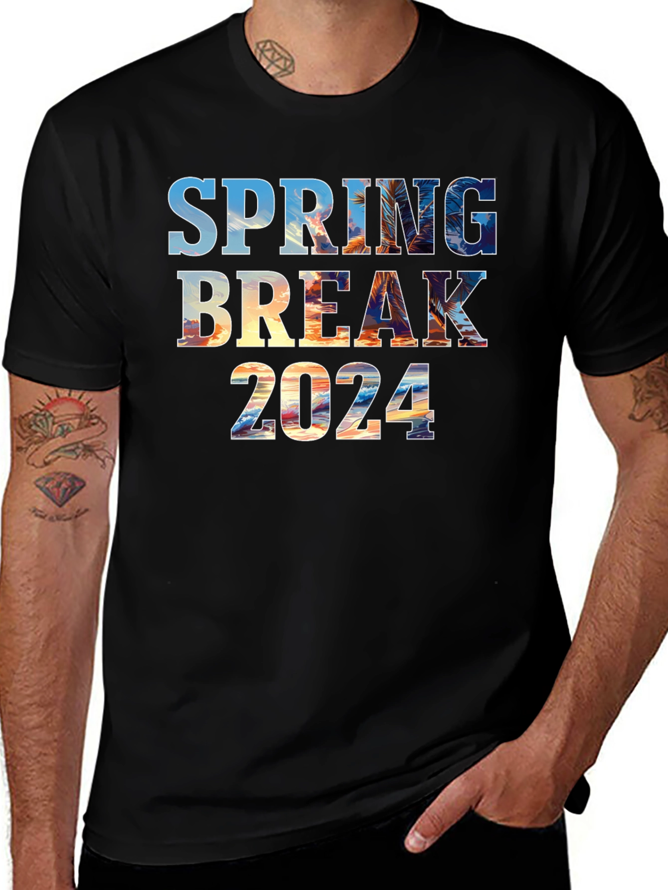 Spring Break 2024 Black Graphic T-Shirt