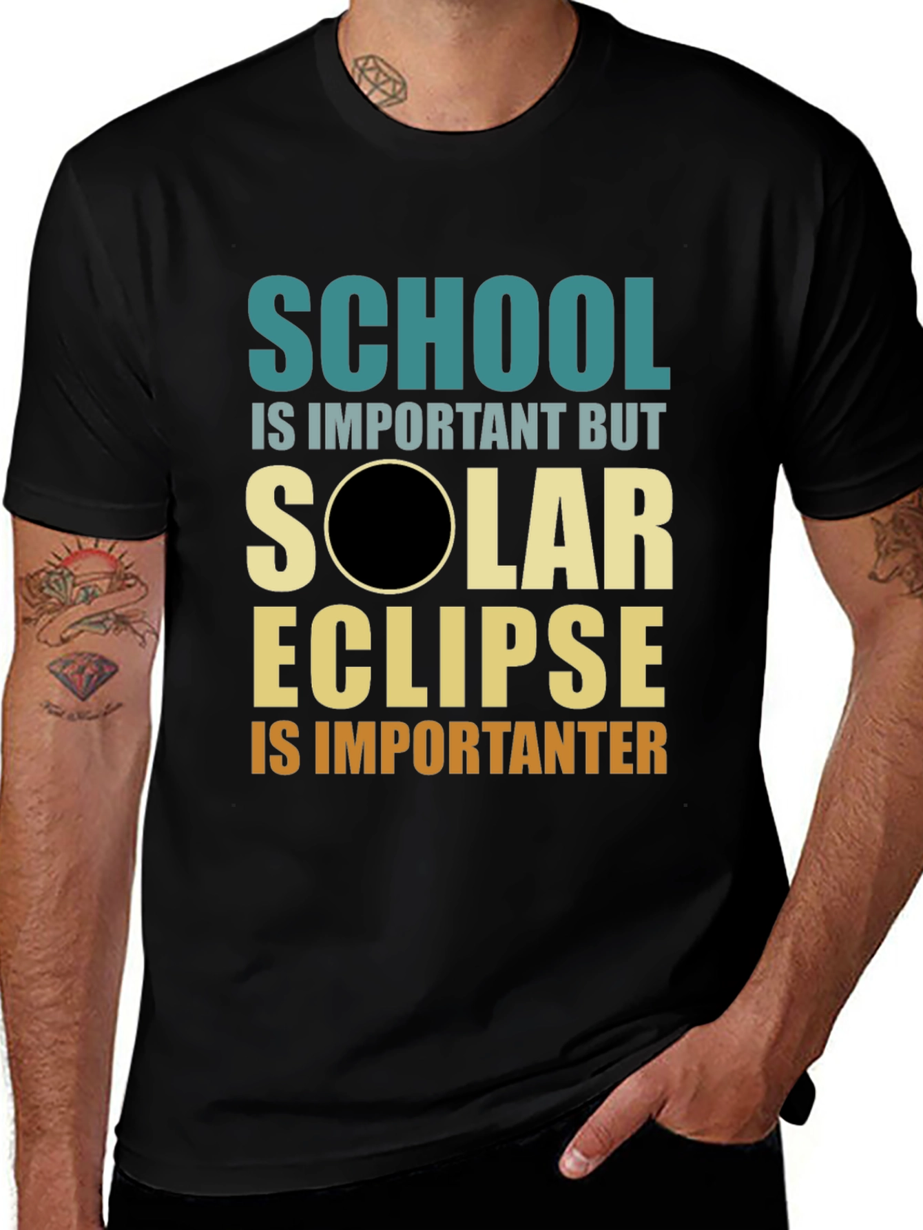 Variant 17 of Solar Eclipse Graphic T-Shirt - School is Important(er)