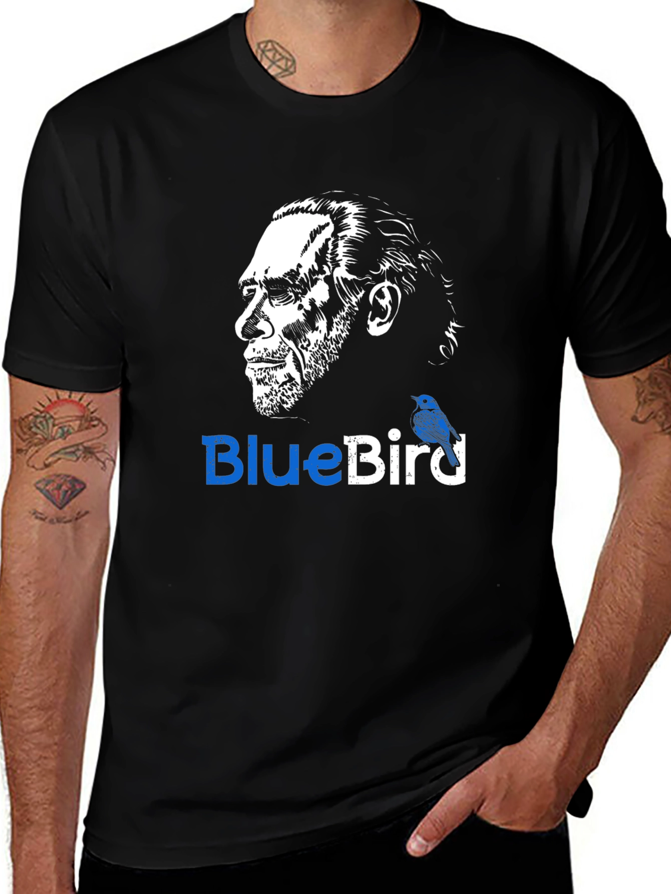 Variant 7 of BlueBird Graphic Tee - Black Cotton Comfort