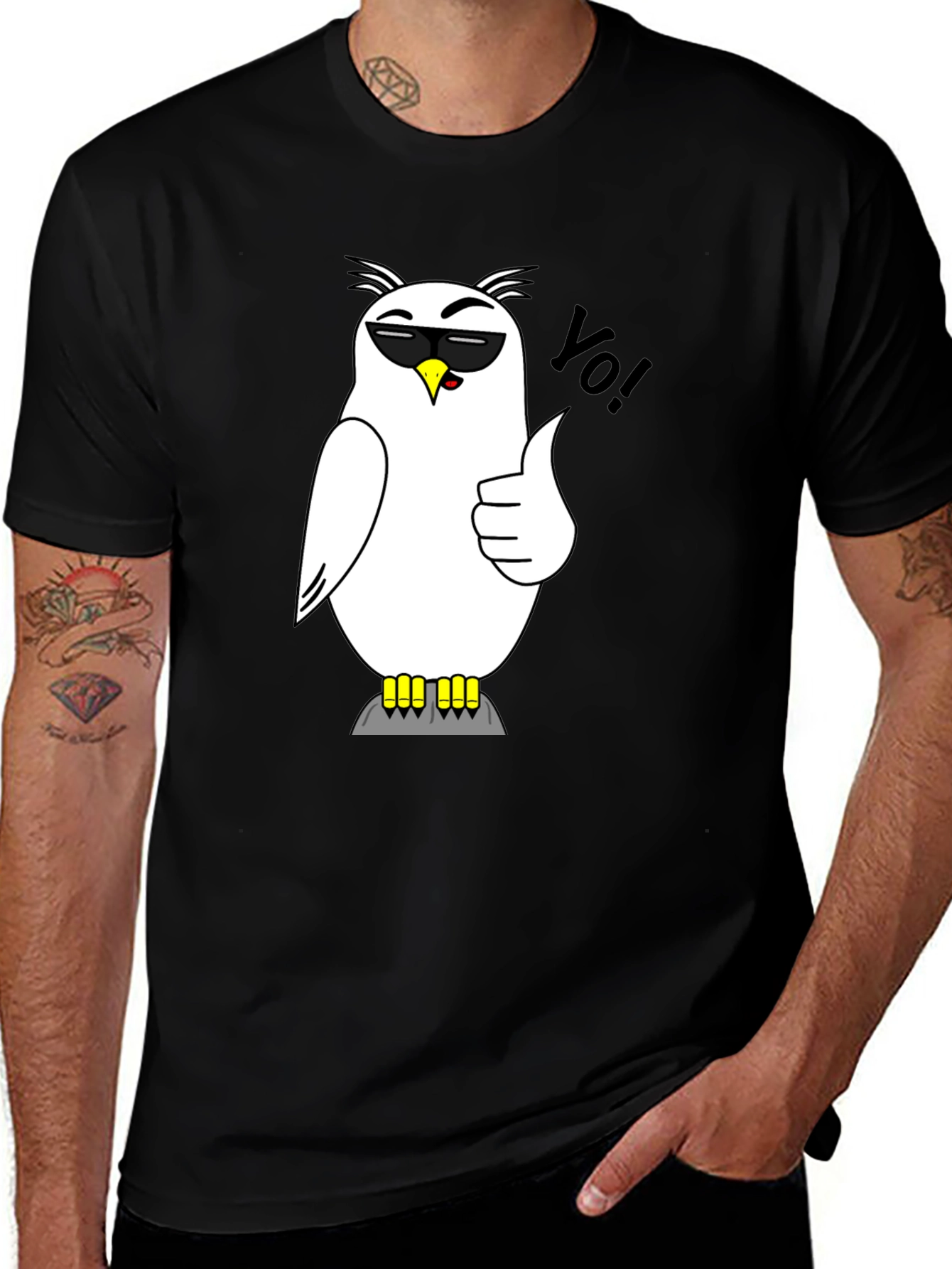 Variant 5 of Cool Owl Graphic Tee - Black