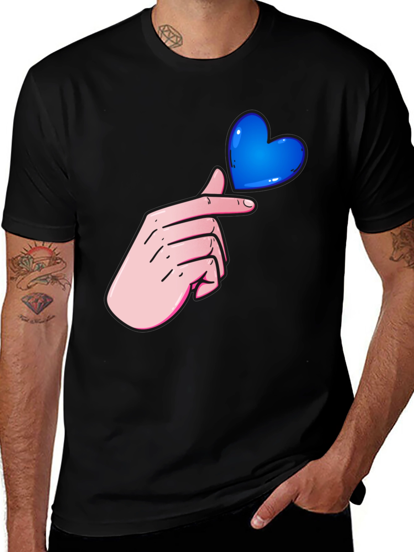 Variant 18 of Finger Heart Graphic Tee - Black Unisex Shirt