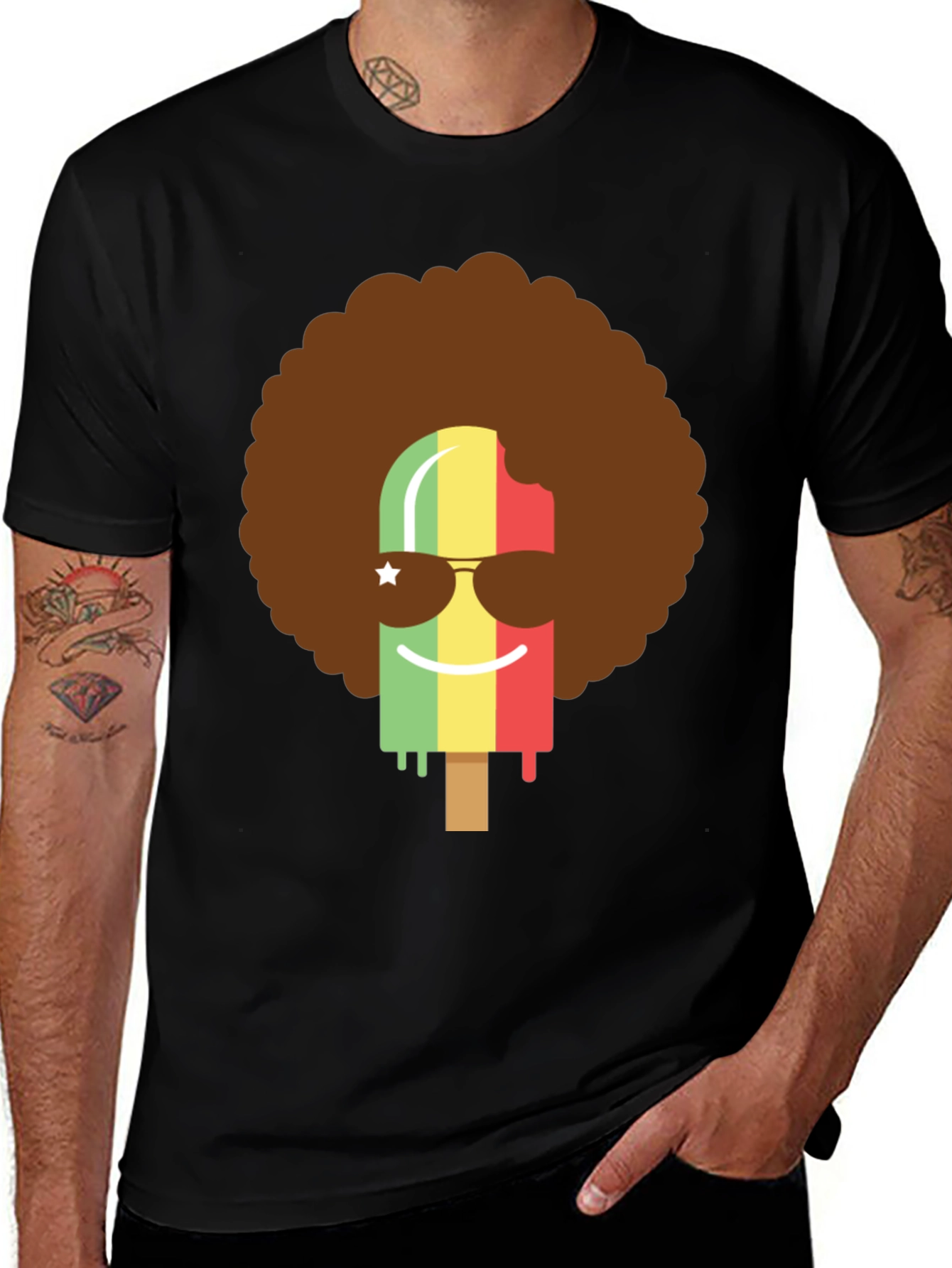 Variant 27 of Funky Popsicle Afro Graphic Tee - Black