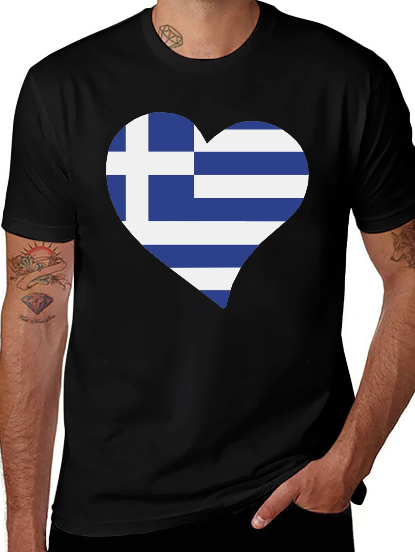 Variant 3 of Greece Flag Heart T-Shirt