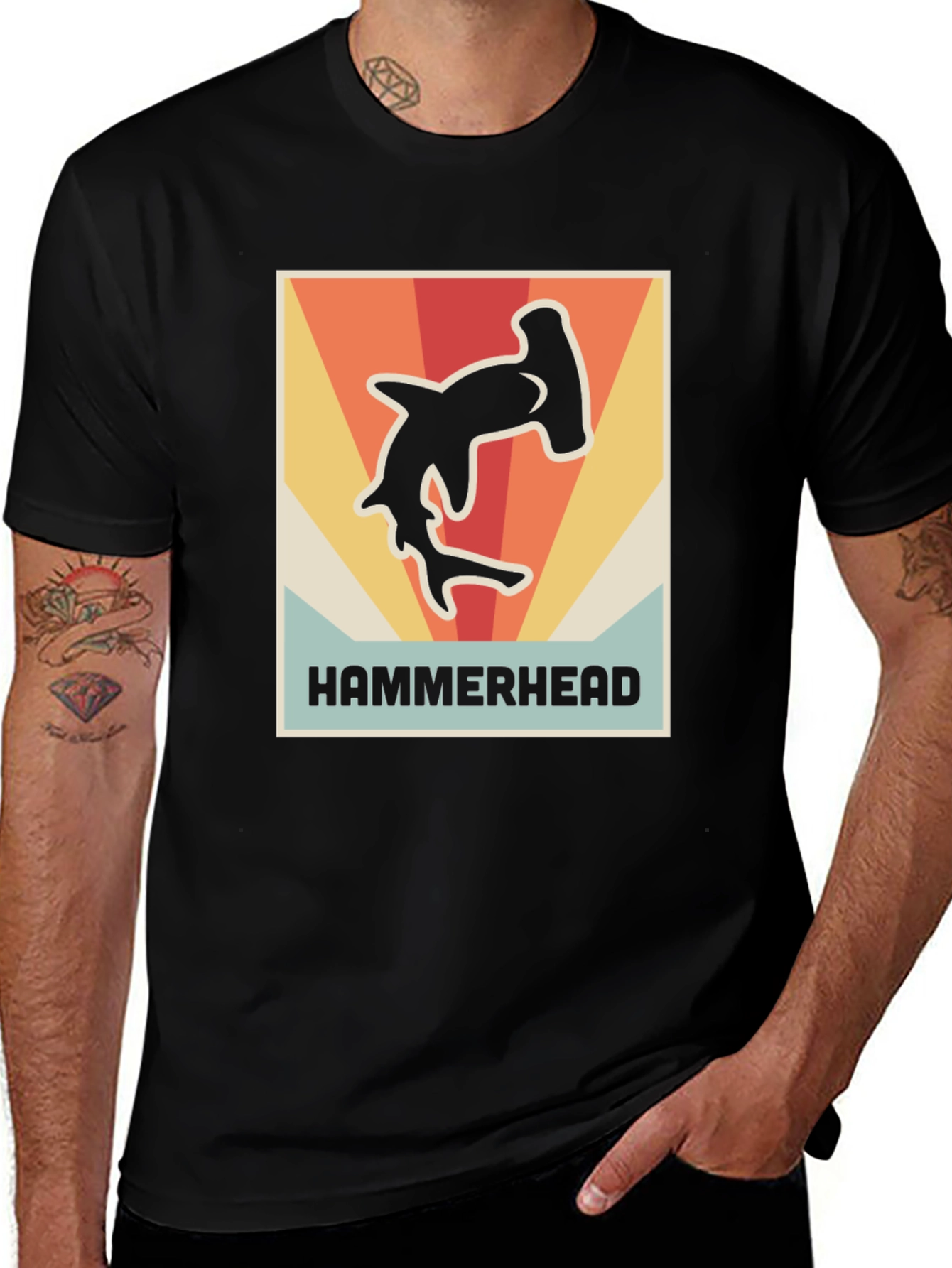 Variant 27 of Retro Hammerhead Shark Graphic T-Shirt