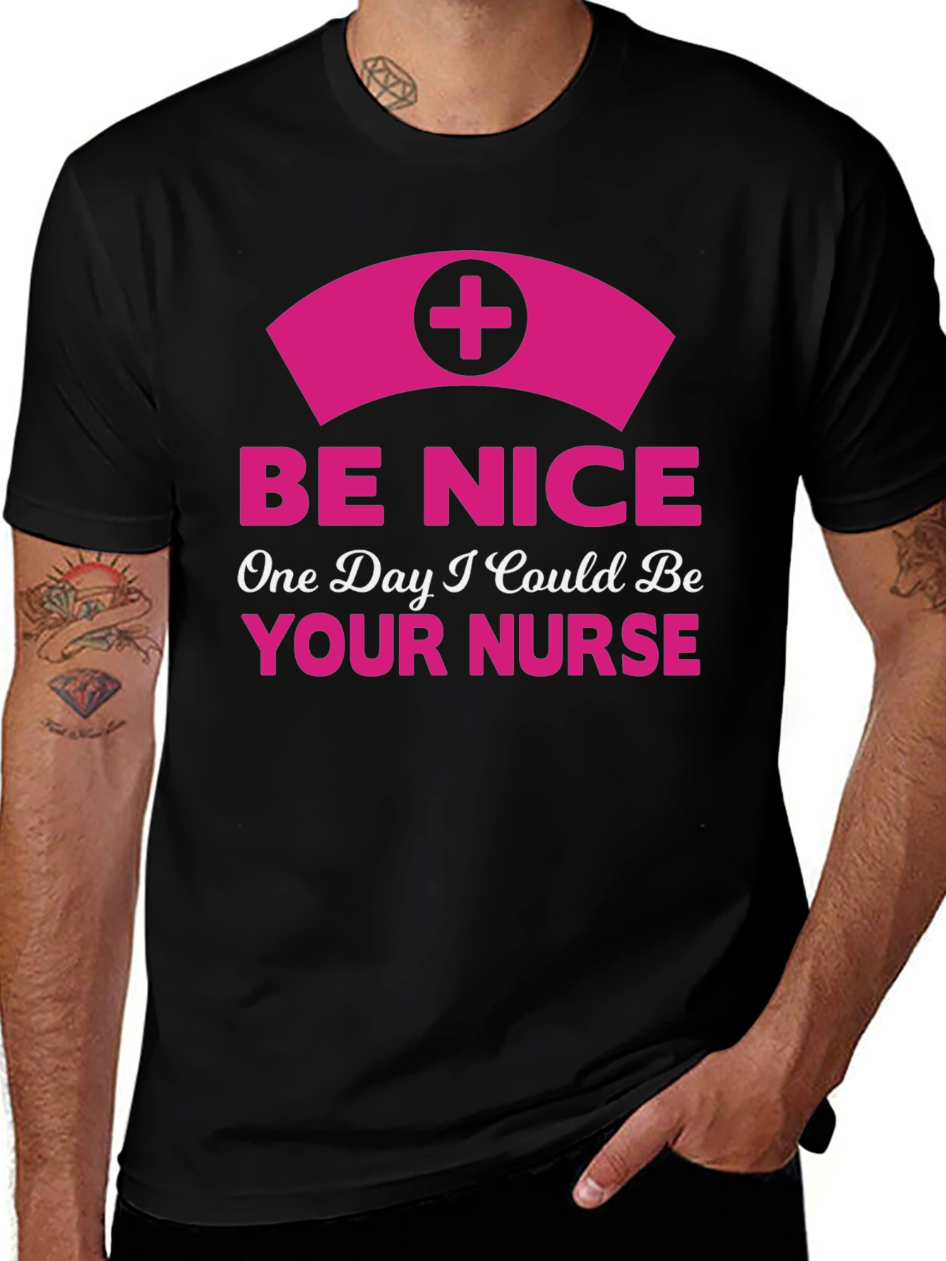 Variant 26 of Be Nice Nurse T-Shirt, Novelty Graphic Tee