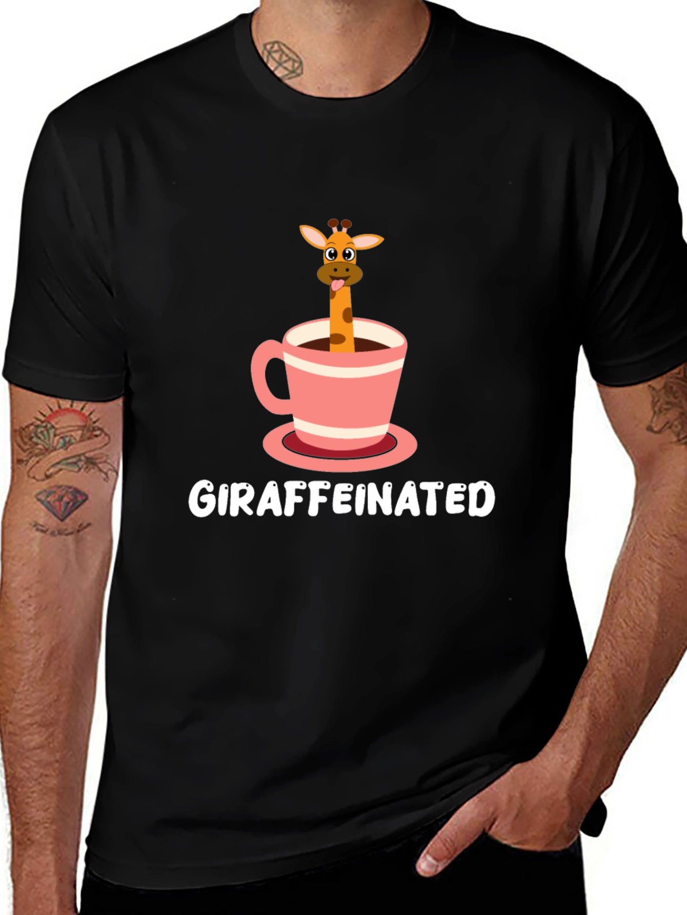 Variant 19 of Giraffeinated T-Shirt - Cute Coffee Lover Tee