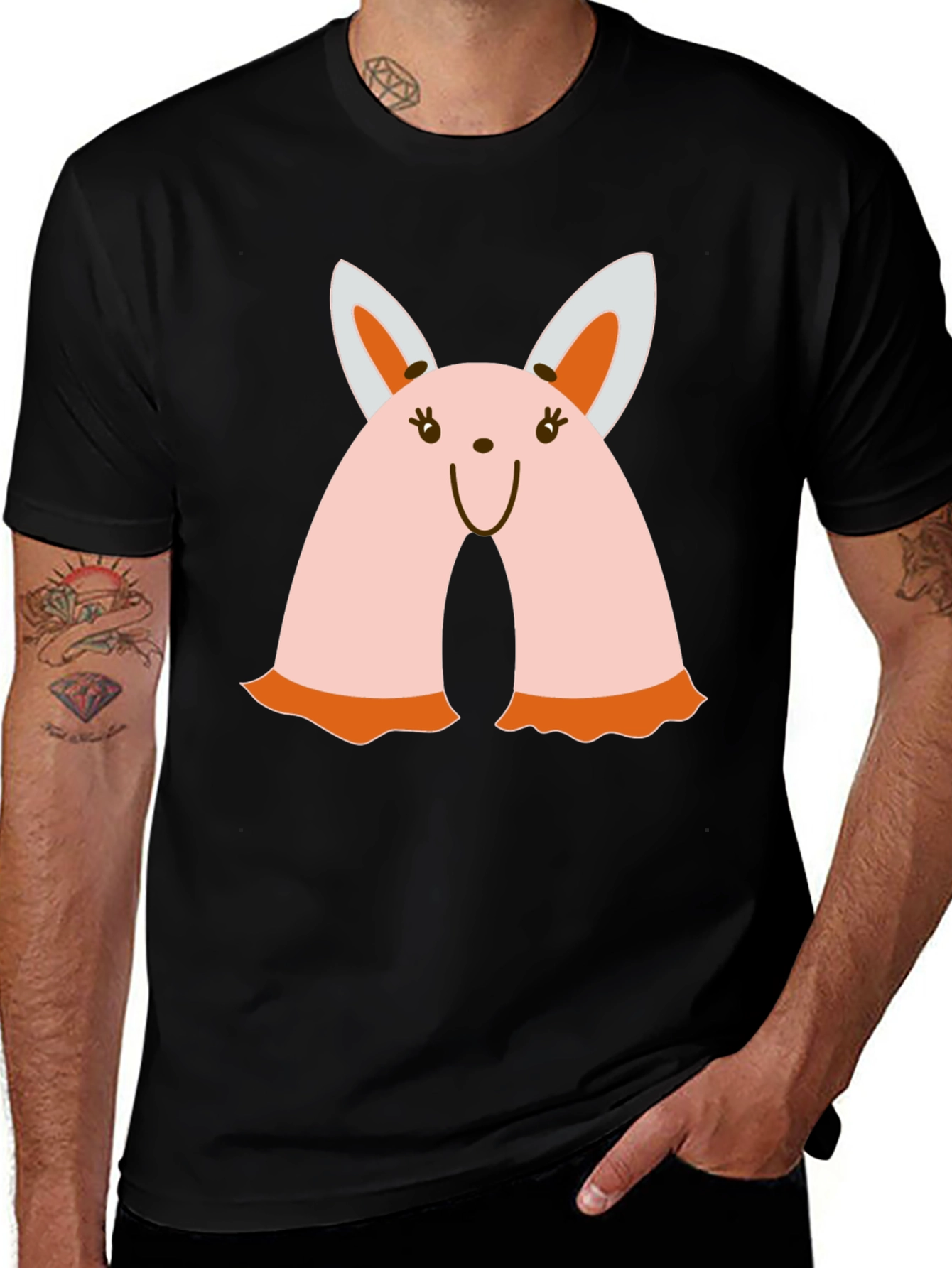 Variant 3 of Cute Bunny Graphic Tee - Black Crew Neck