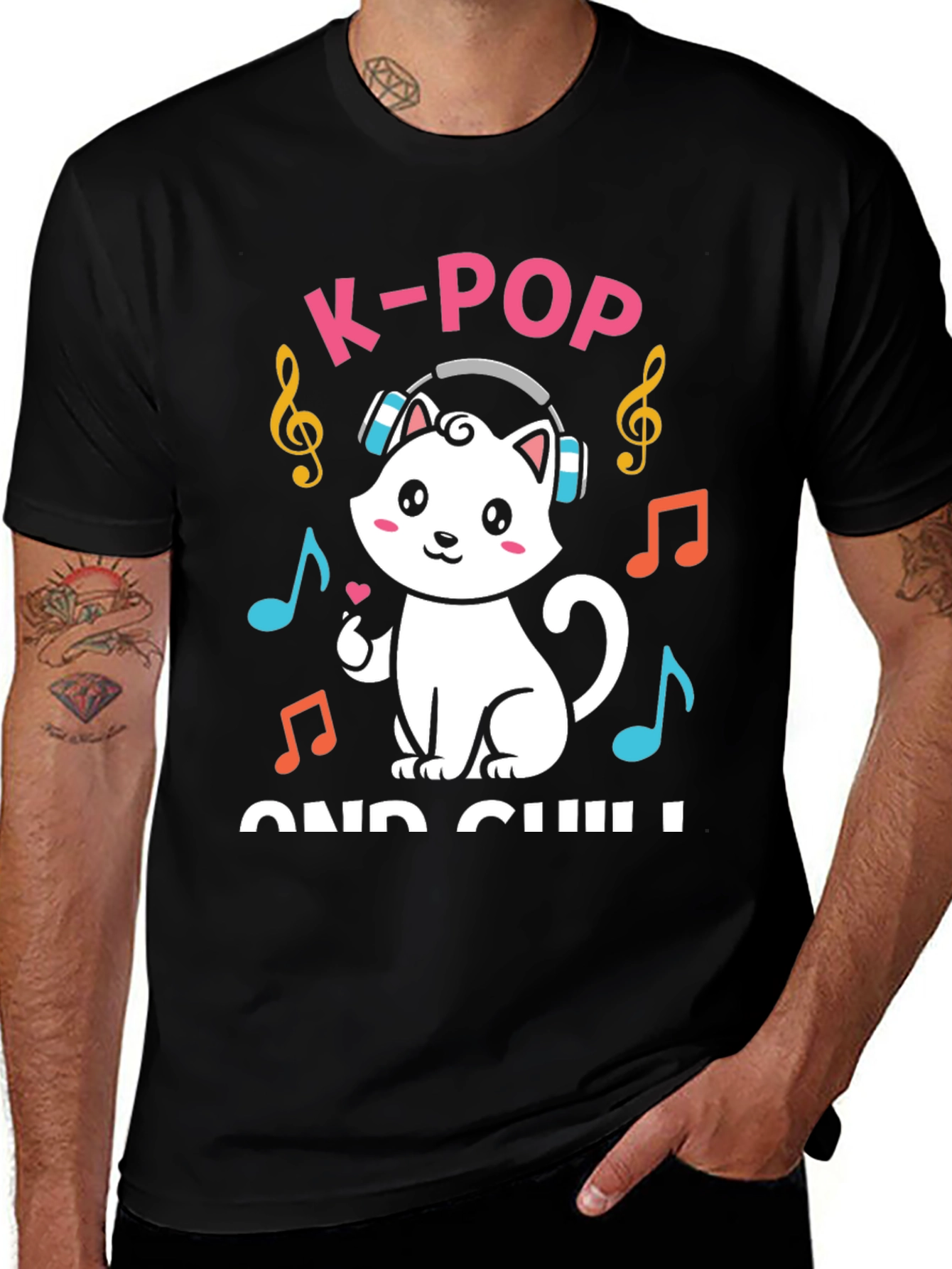 K-Pop and Chill Cat T-Shirt