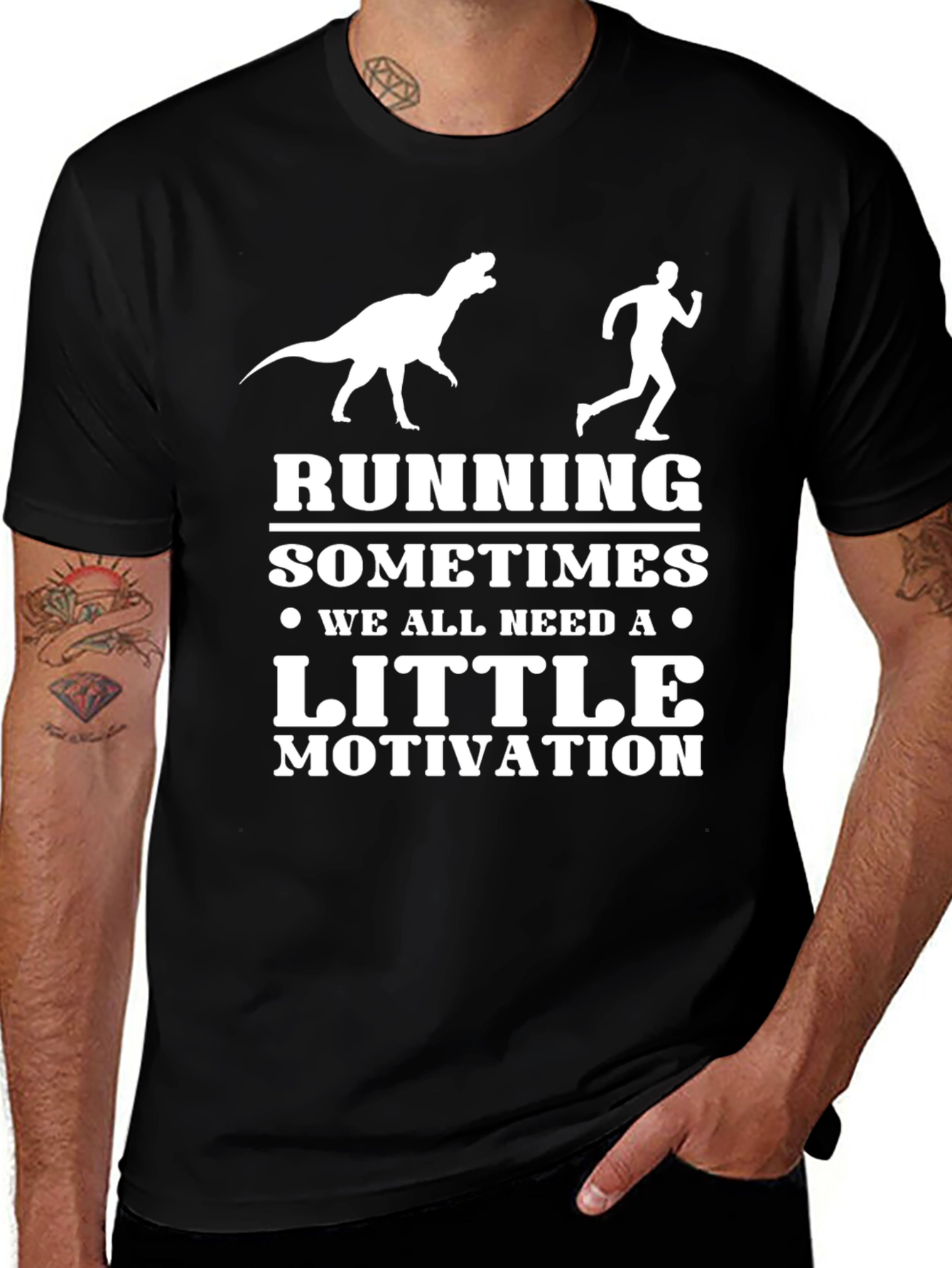 Variant 2 of Running Motivation Graphic Tee - Dinosaur Chasing You