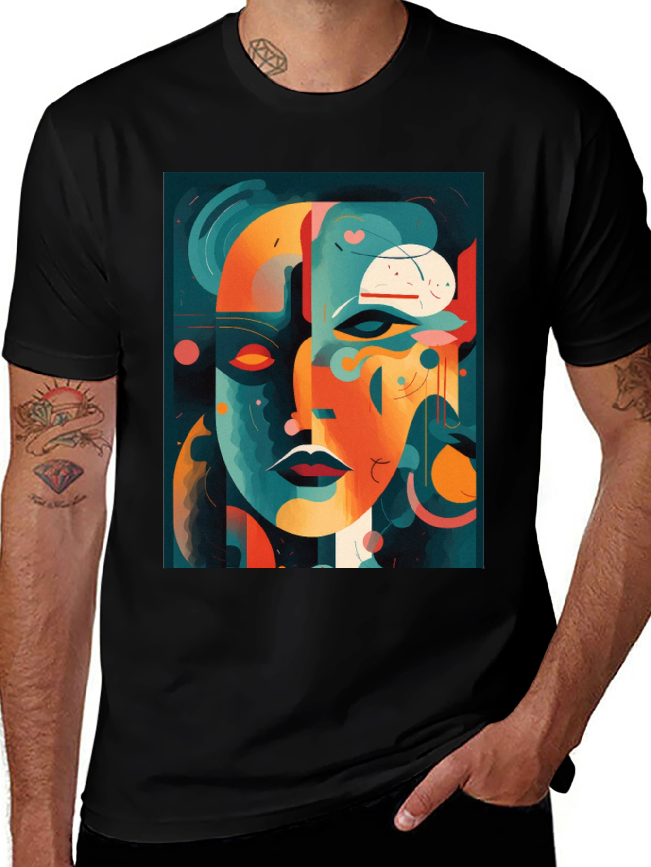 Variant 20 of Abstract Face Graphic Tee - Modern Art Shirt