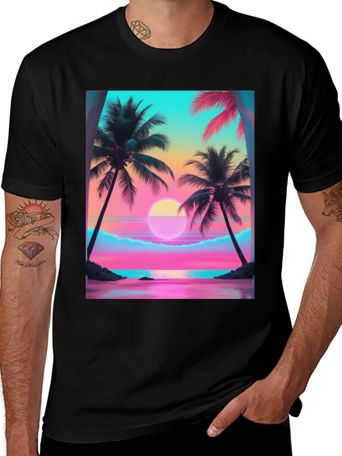 Variant 10 of Sunset Palm Tree Graphic Tee