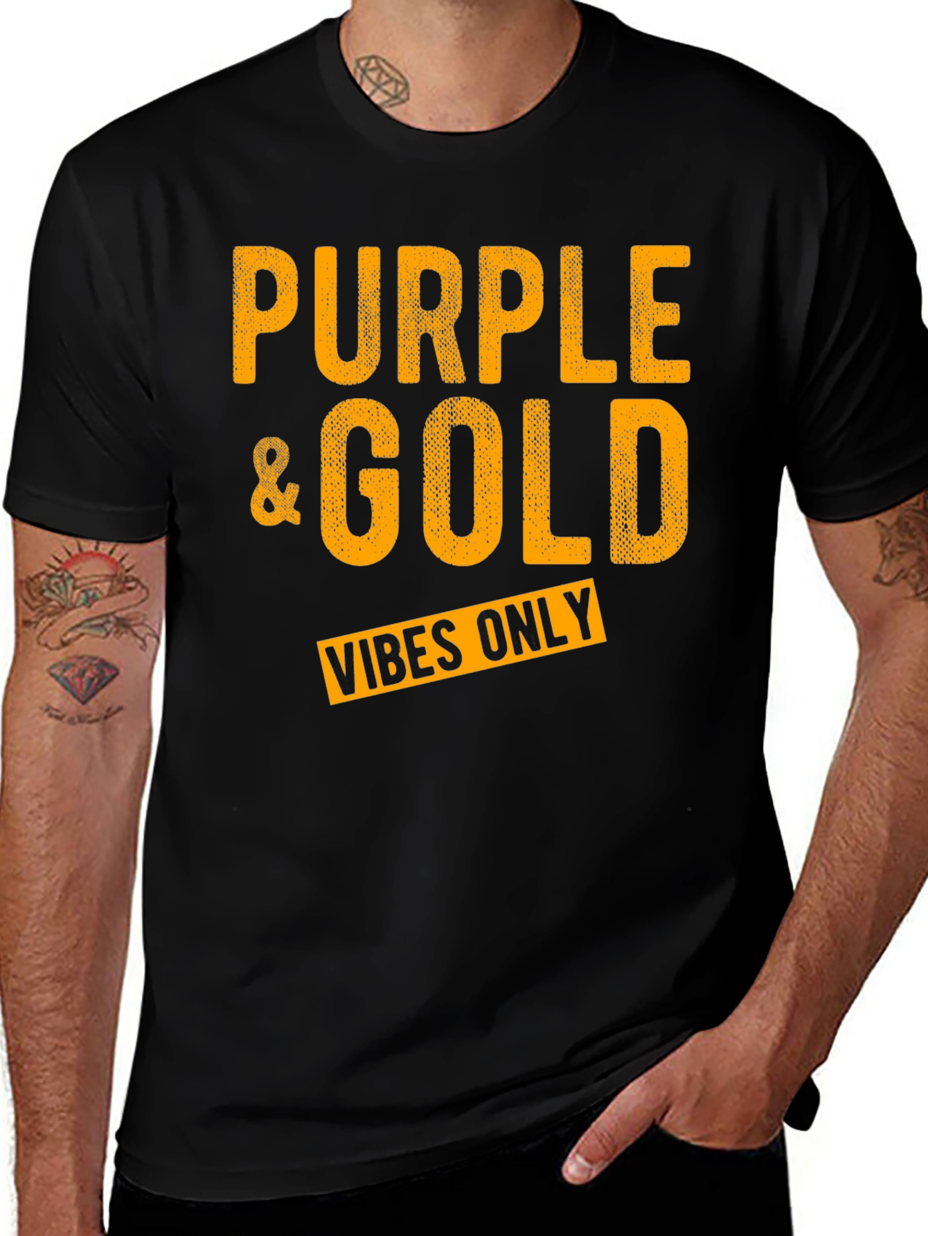 Purple & Gold Vibes Only Graphic T-Shirt