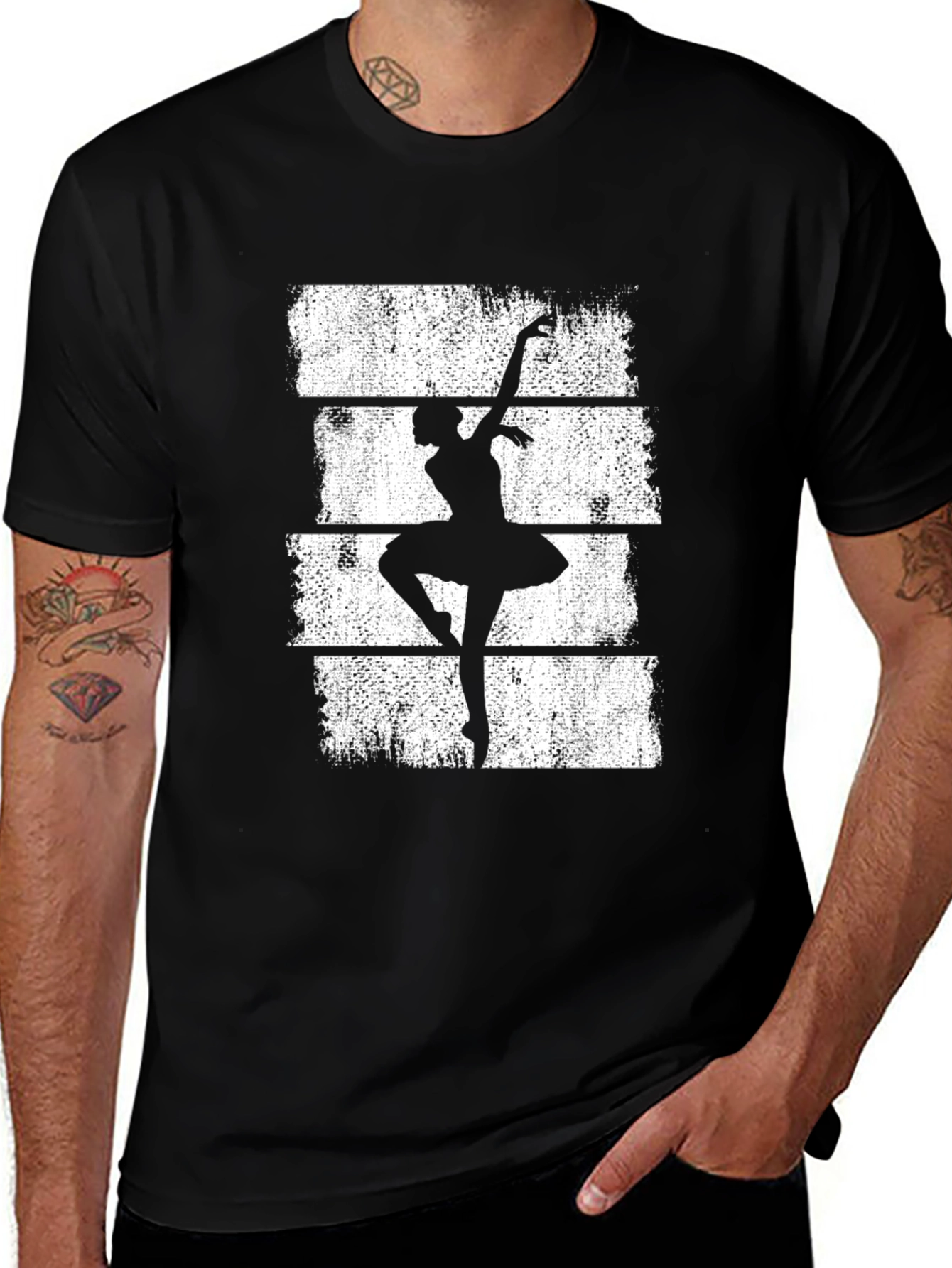 Variant 12 of Ballet Dancer Graphic Tee - Black Cotton T-Shirt