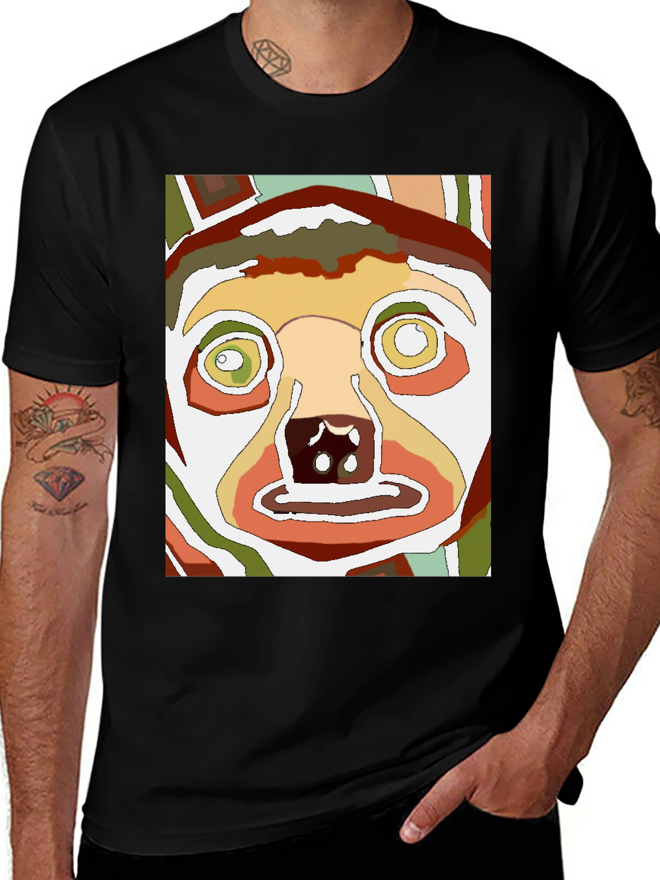 Variant 28 of Abstract Dog Face Graphic Tee - Unique Style