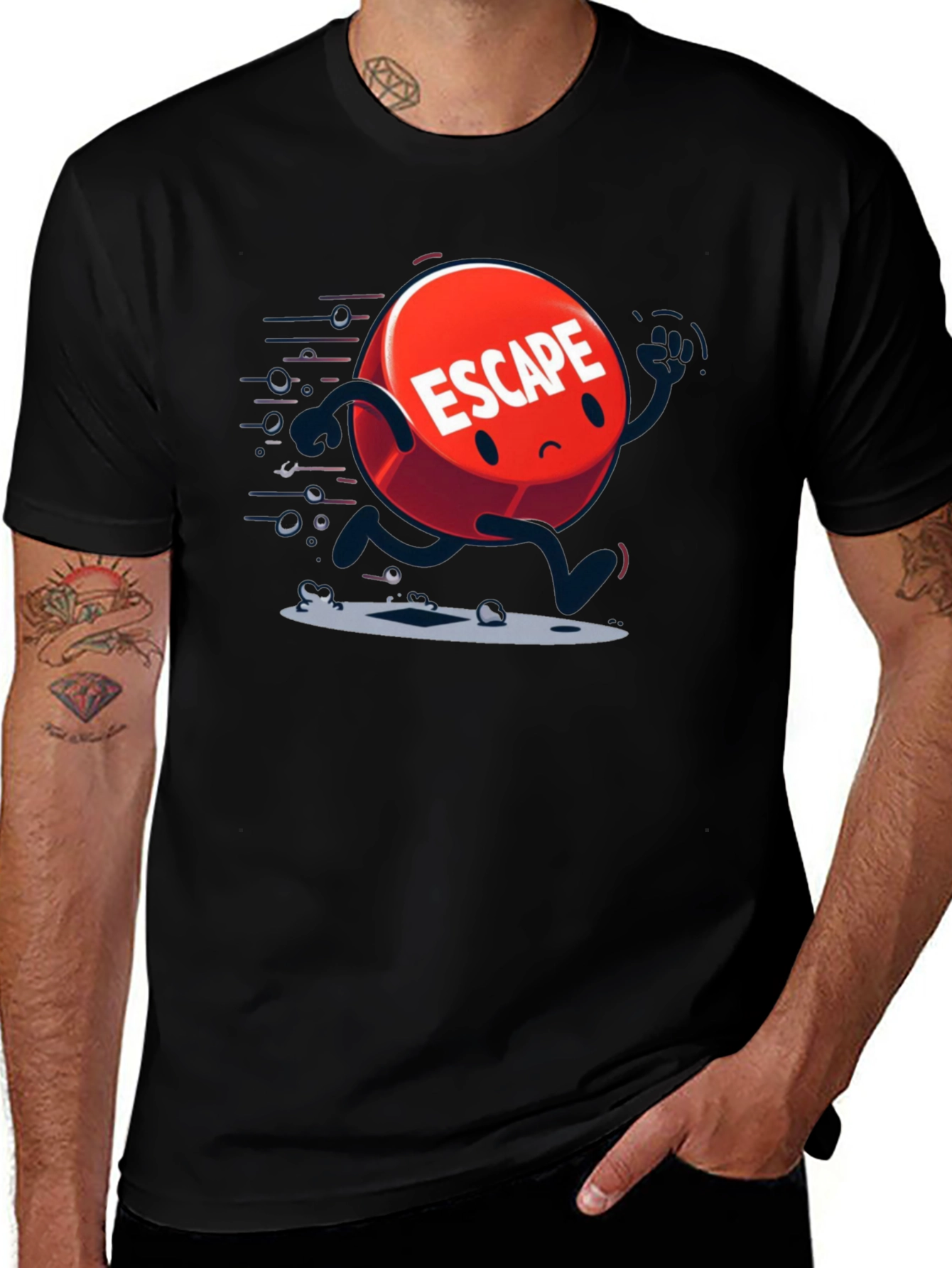 Variant 26 of Escape Cartoon Graphic Black T-Shirt