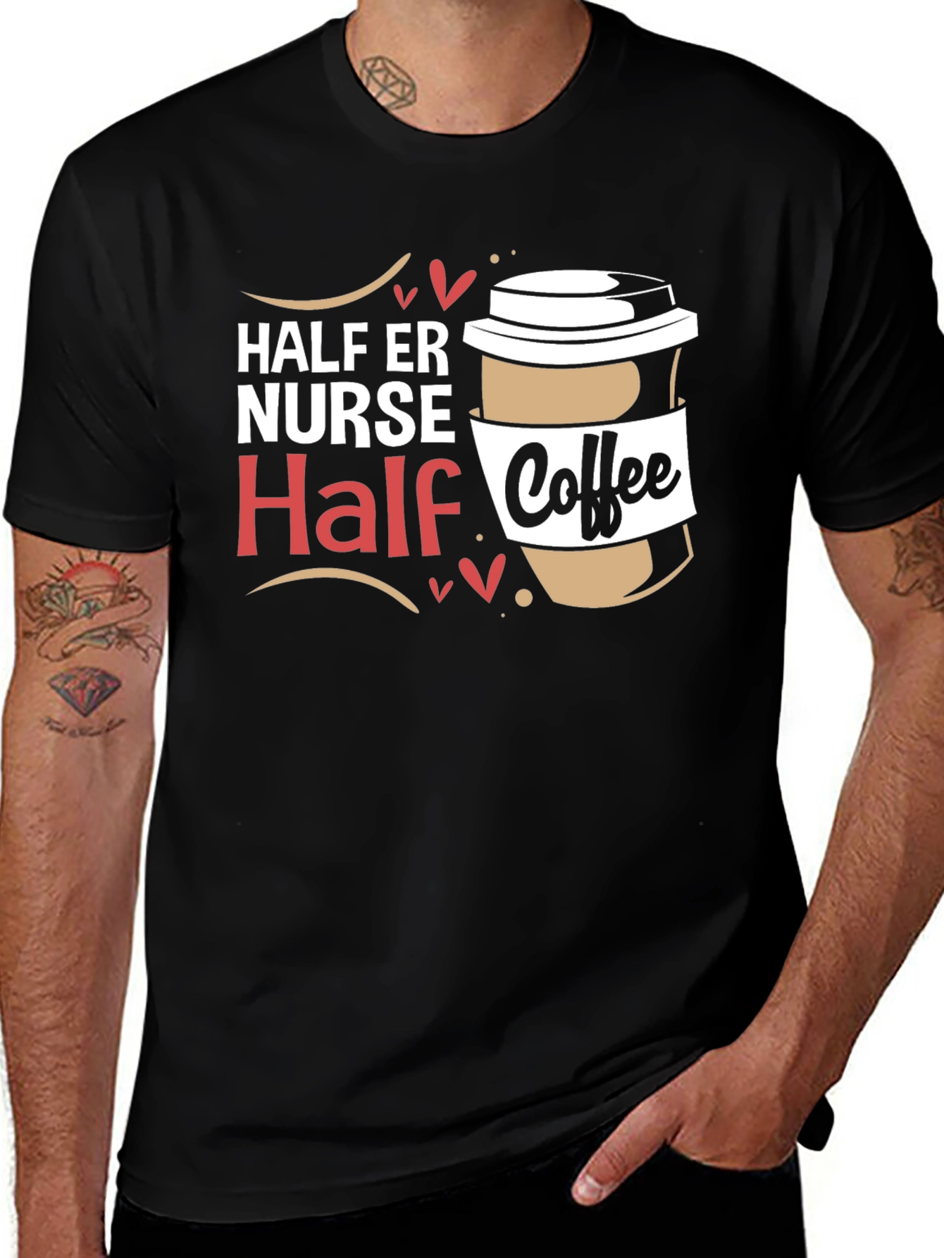 Half ER Nurse Half Coffee Graphic Tee
