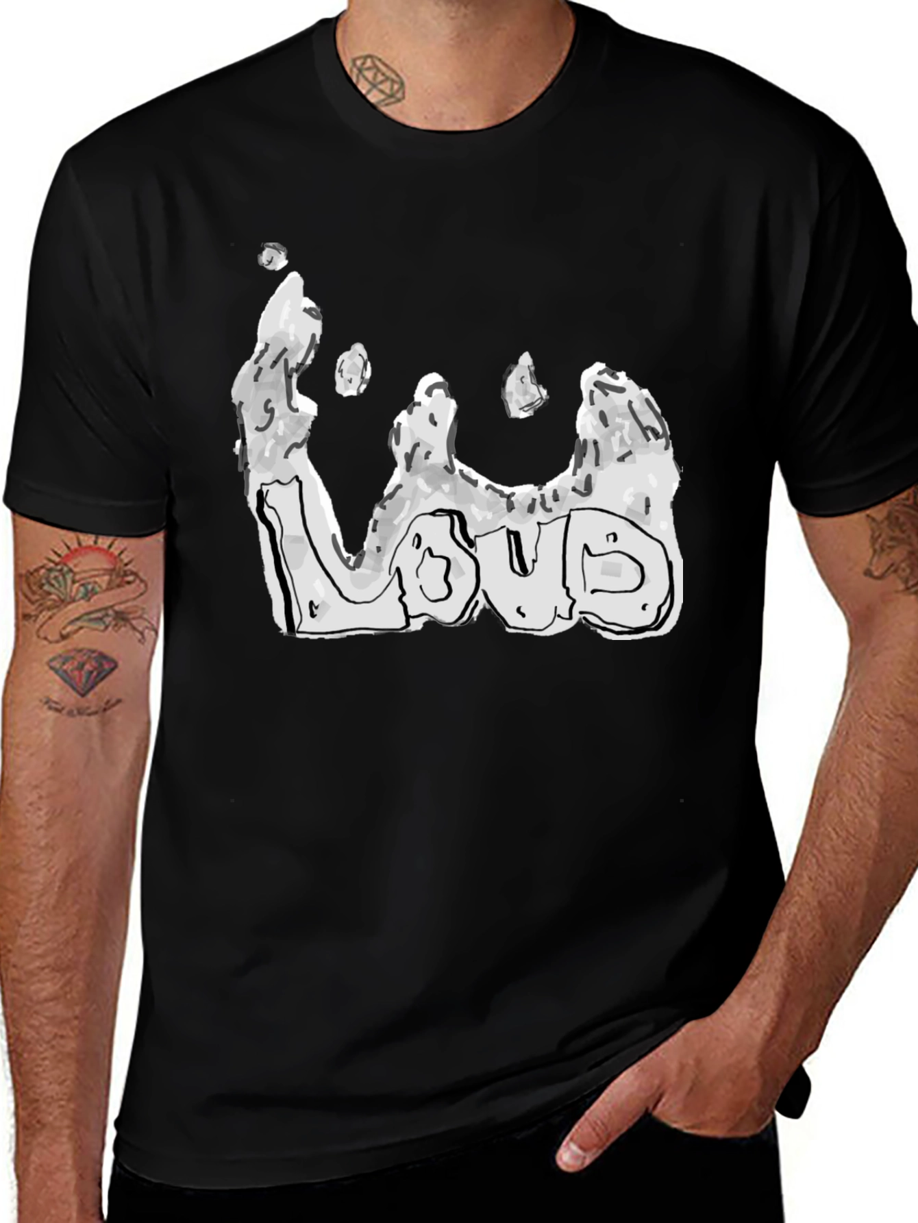 Variant 29 of Abstract Loud Graphic Tee - Black Cotton Blend