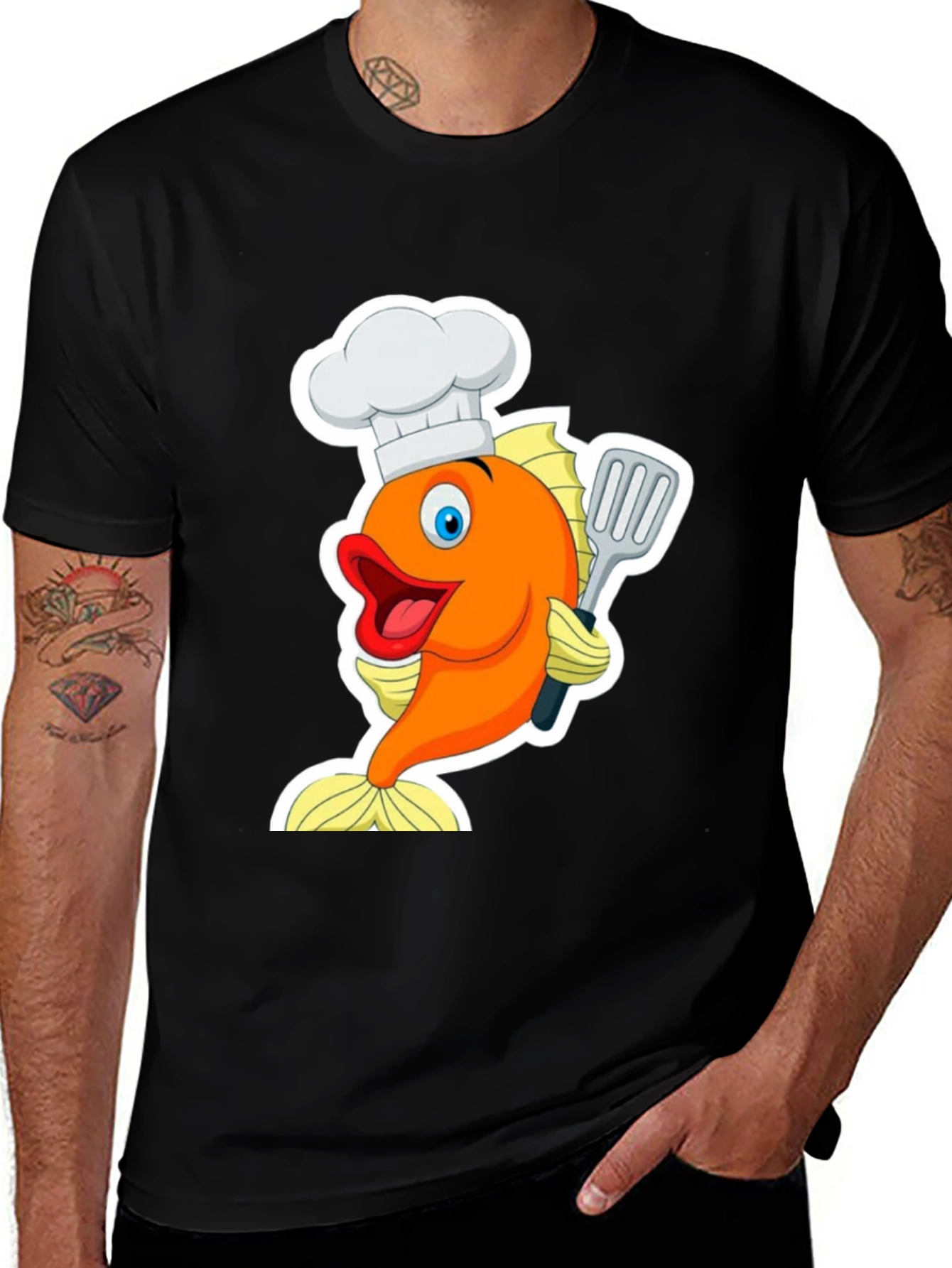 Variant 10 of Chef Fish Cartoon Graphic T-Shirt