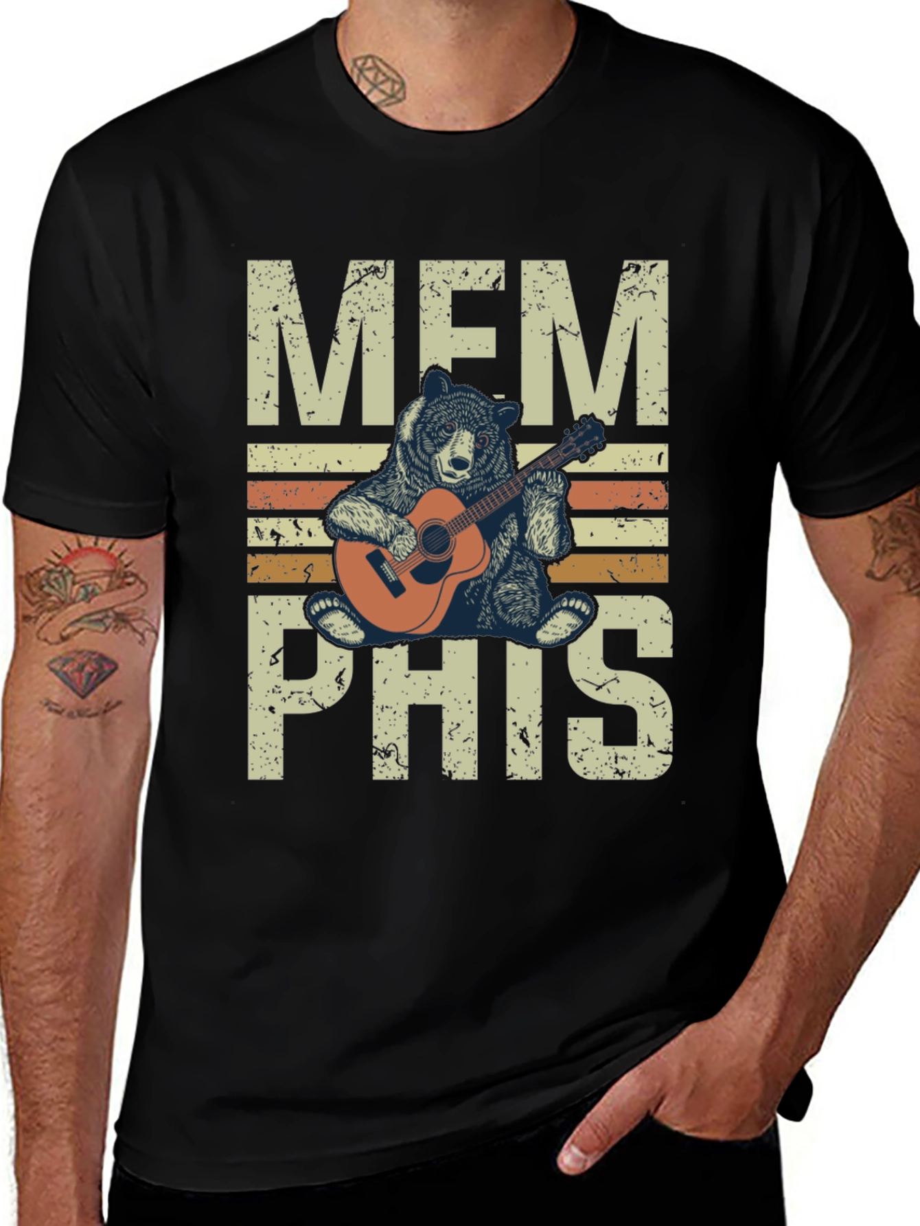 Memphis Bear Guitar T-Shirt