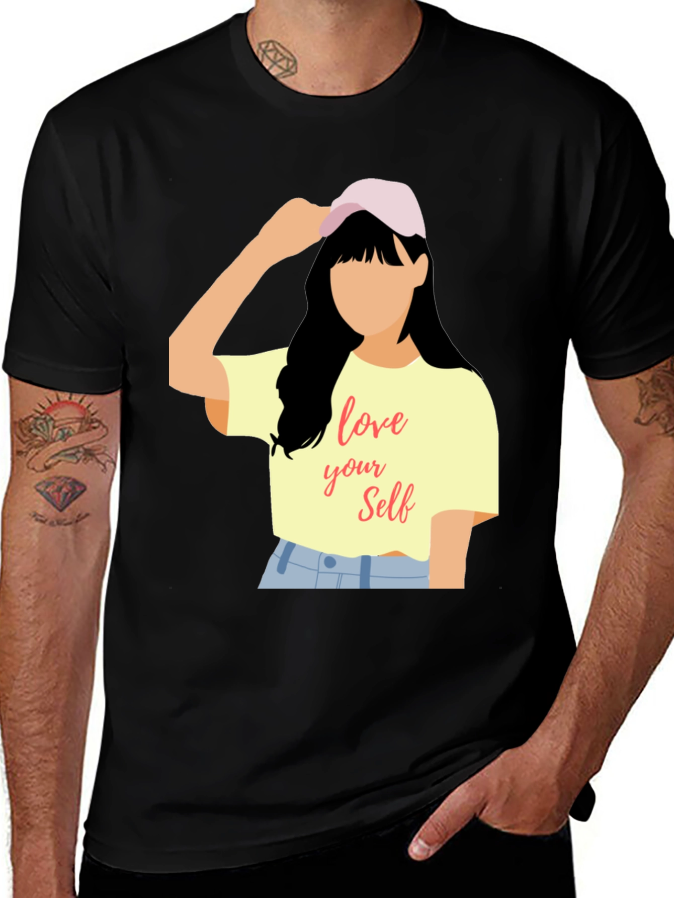 Variant 9 of Love Yourself Graphic Tee - Trendy Casual Top