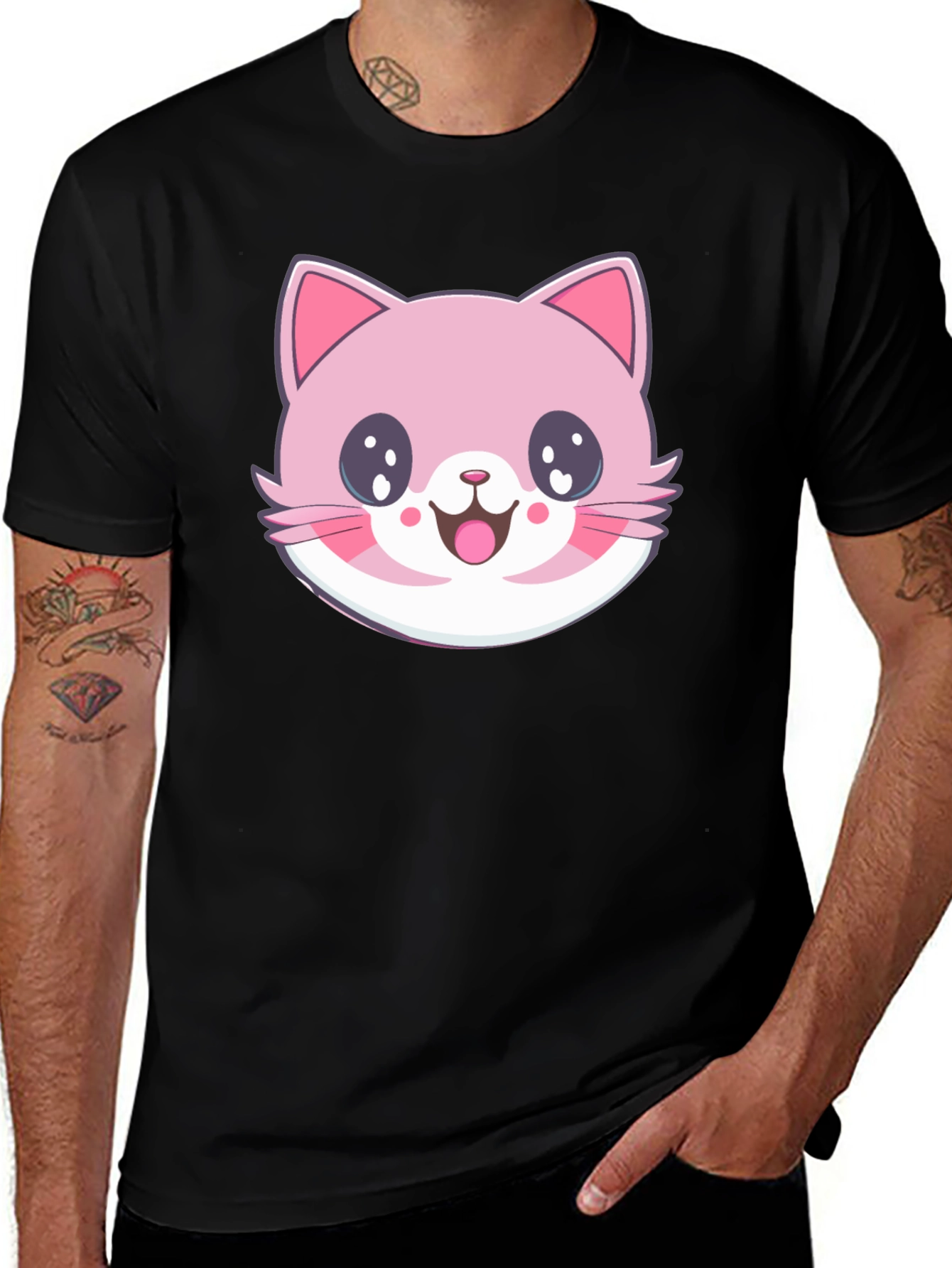 Variant 30 of Cute Kawaii Pink Cat T-Shirt