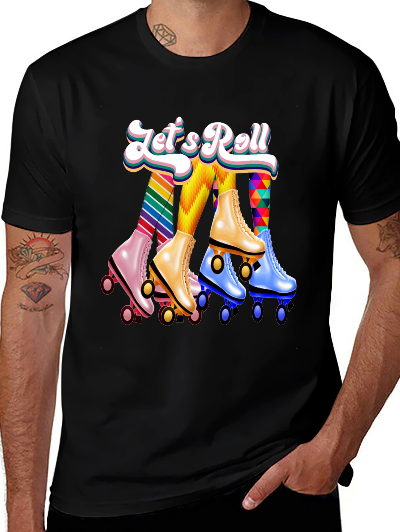 Variant 26 of Let's Roll Retro Roller Skate Graphic T-Shirt