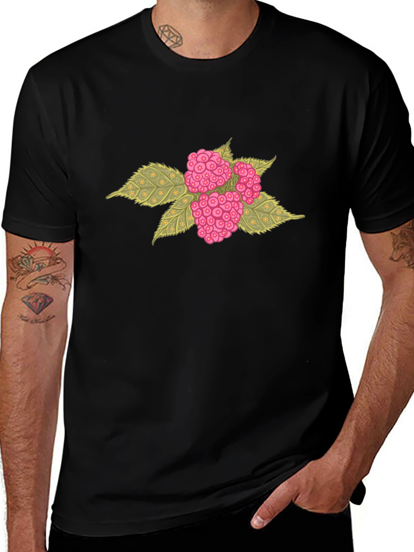 Variant 6 of Raspberry Graphic Black T-Shirt