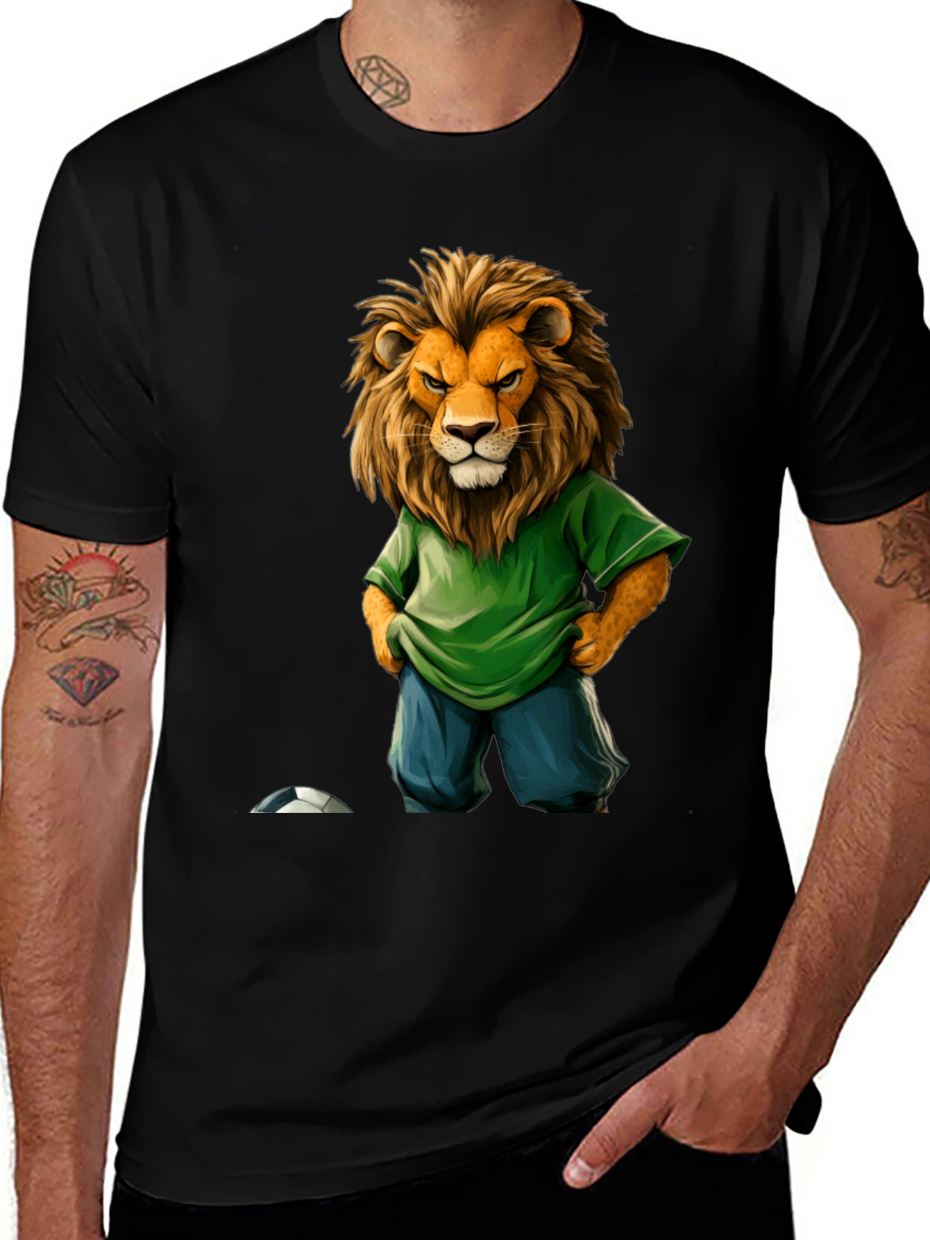 Variant 11 of Lion Soccer Fan Black T-Shirt