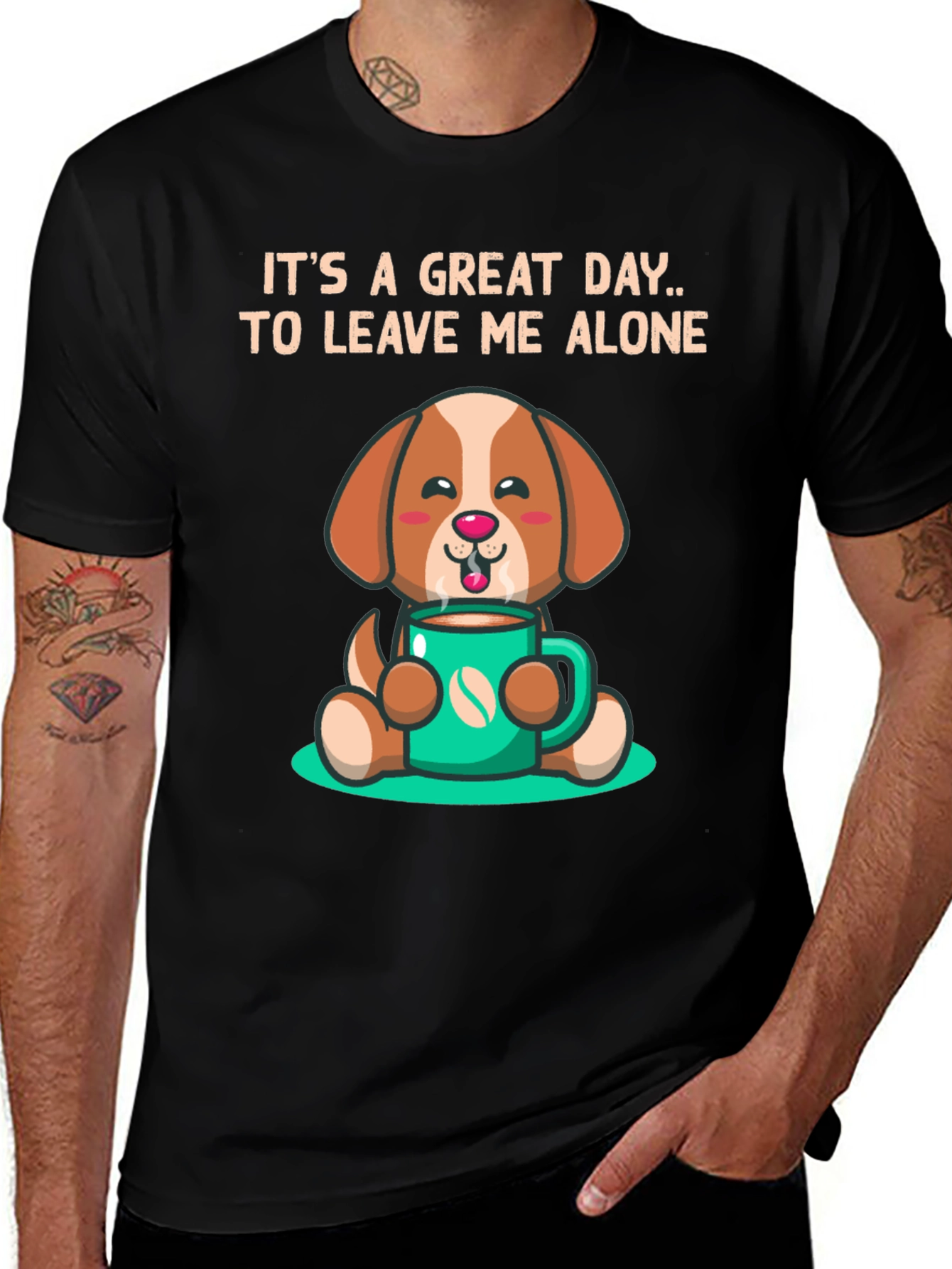 Variant 27 of Great Day Alone Coffee Dog Graphic Tee