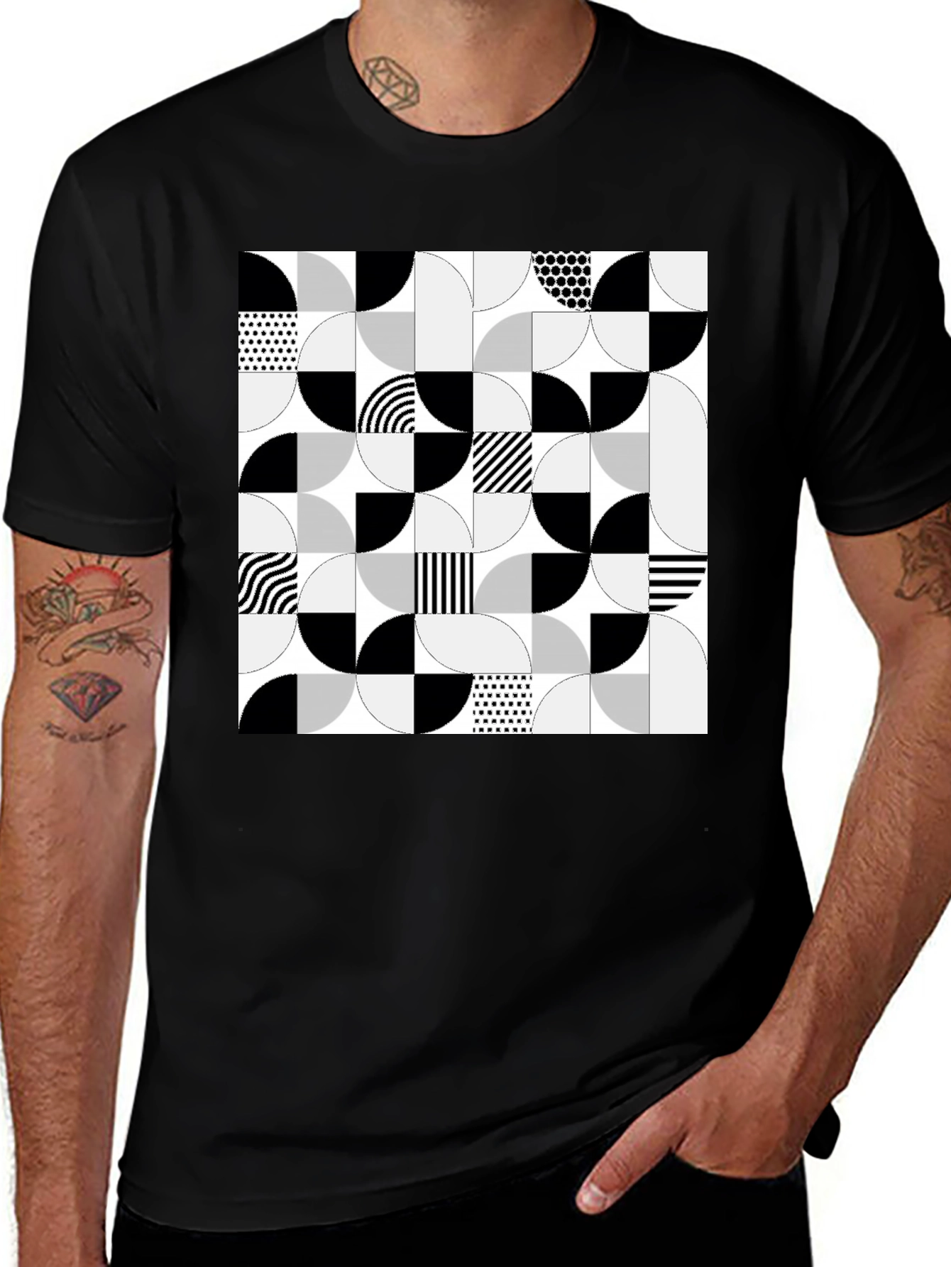 Variant 13 of Abstract Geometric Graphic Tee - Black