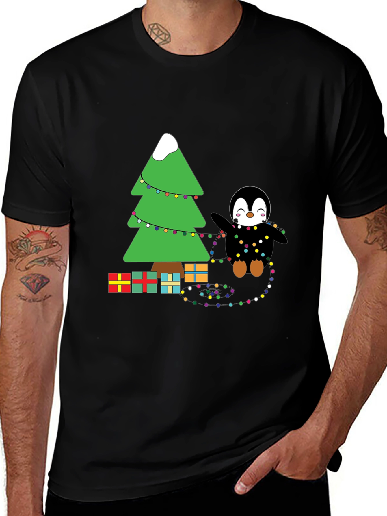 Variant 26 of Festive Penguin Christmas Tree T-Shirt