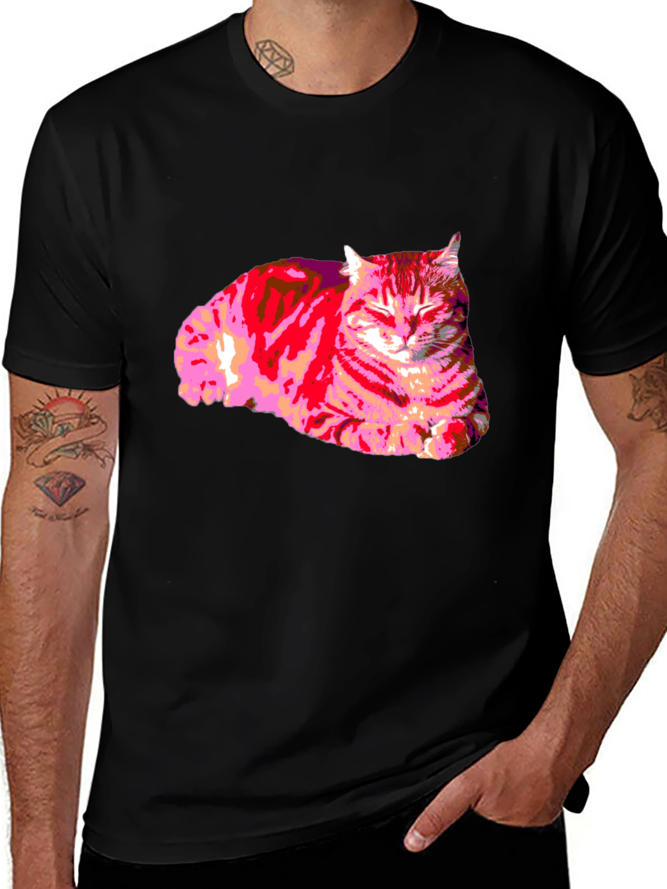 Variant 25 of Cool Cat Graphic T-Shirt - Black