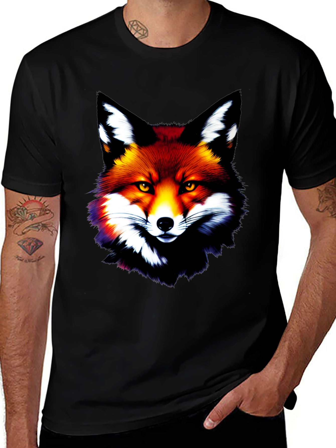 Variant 18 of Vivid Fox Graphic Print Black T-Shirt