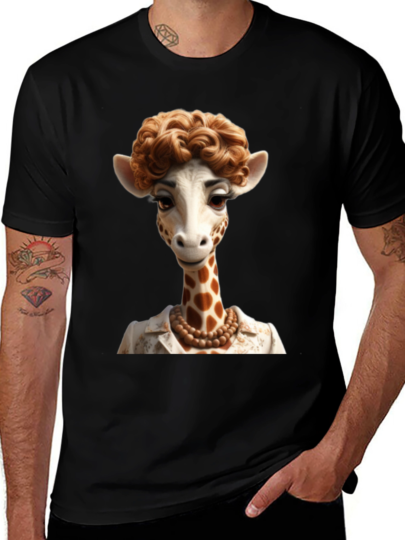 Variant 30 of Giraffe Lady Graphic Tee - Unique Animal Art T-Shirt