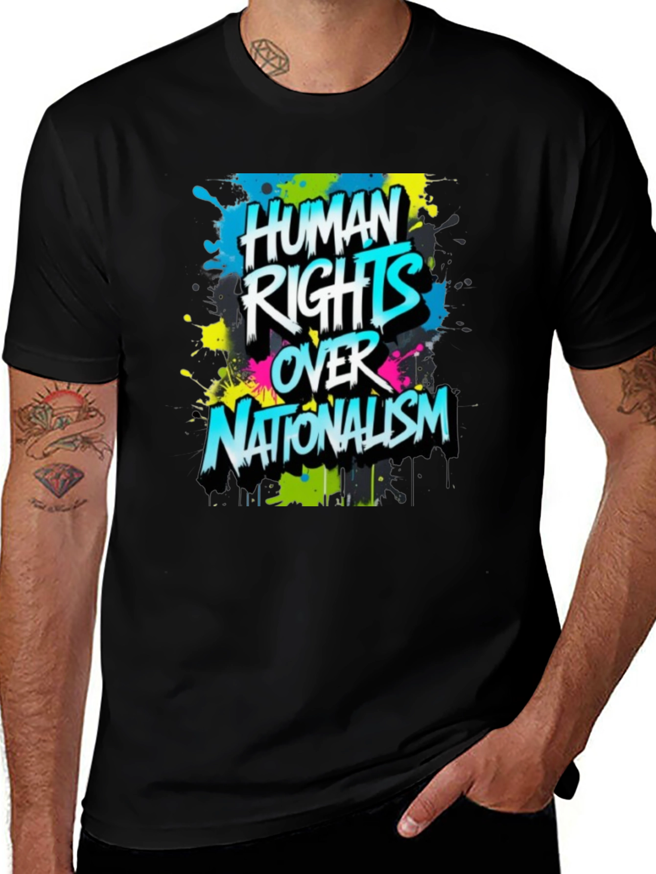 Variant 17 of Human Rights Over Nationalism Graphic Tee