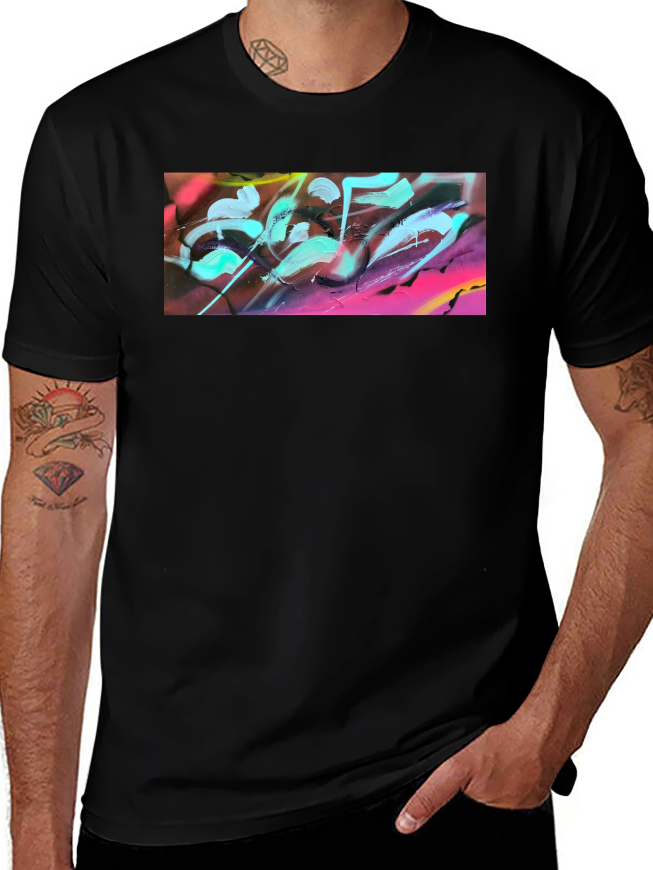 Variant 21 of Abstract Graffiti Art Black T-Shirt