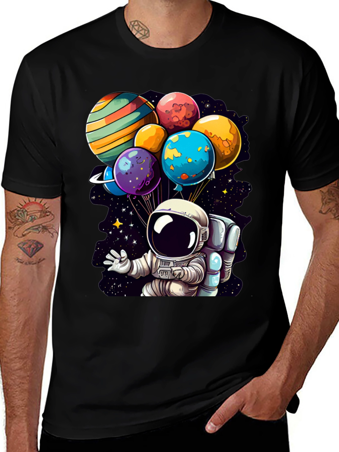 Variant 11 of Astronaut Planet Balloons Graphic Tee