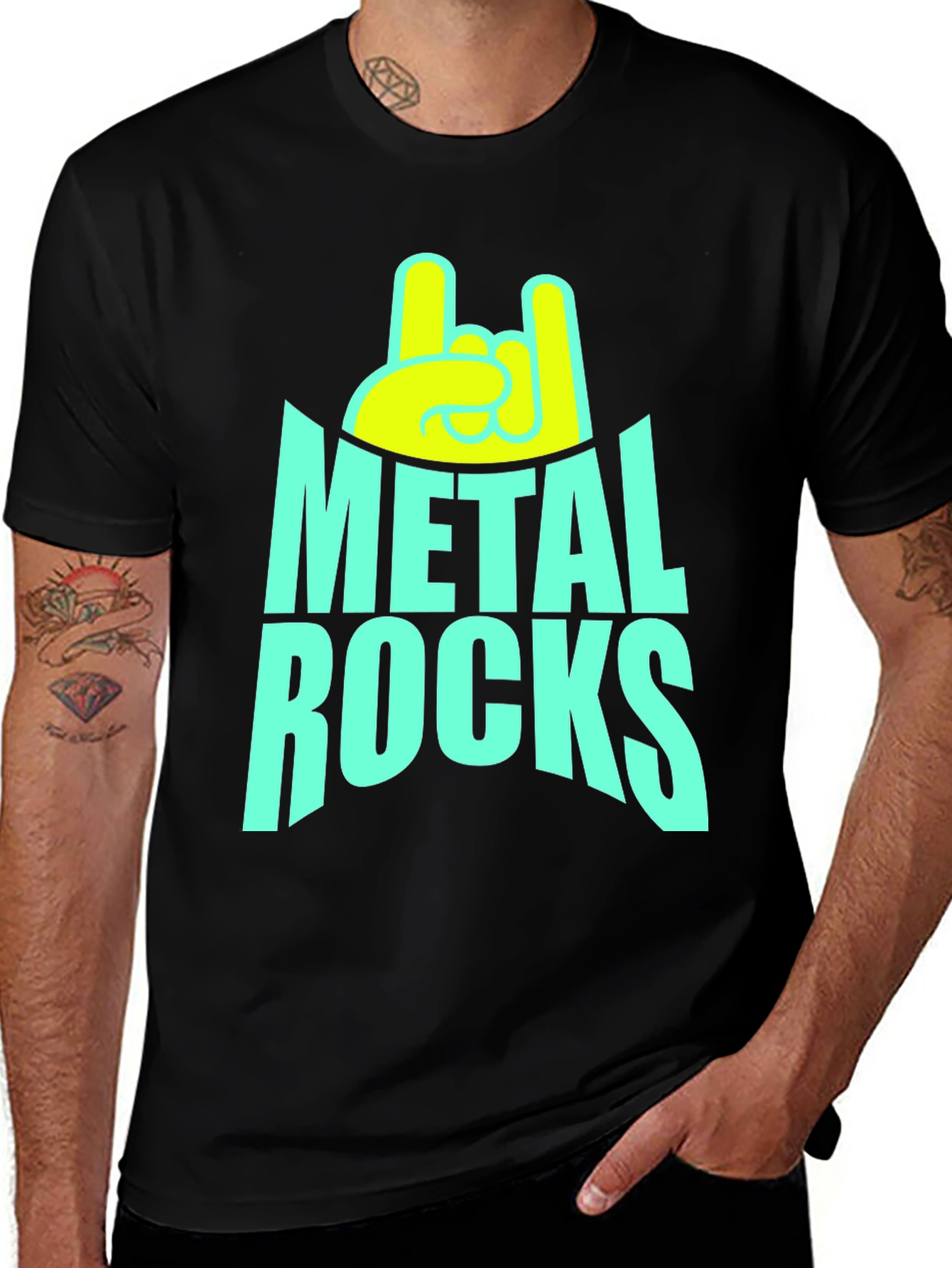 Variant 19 of Metal Rocks Graphic Tee - Black Cotton T-Shirt