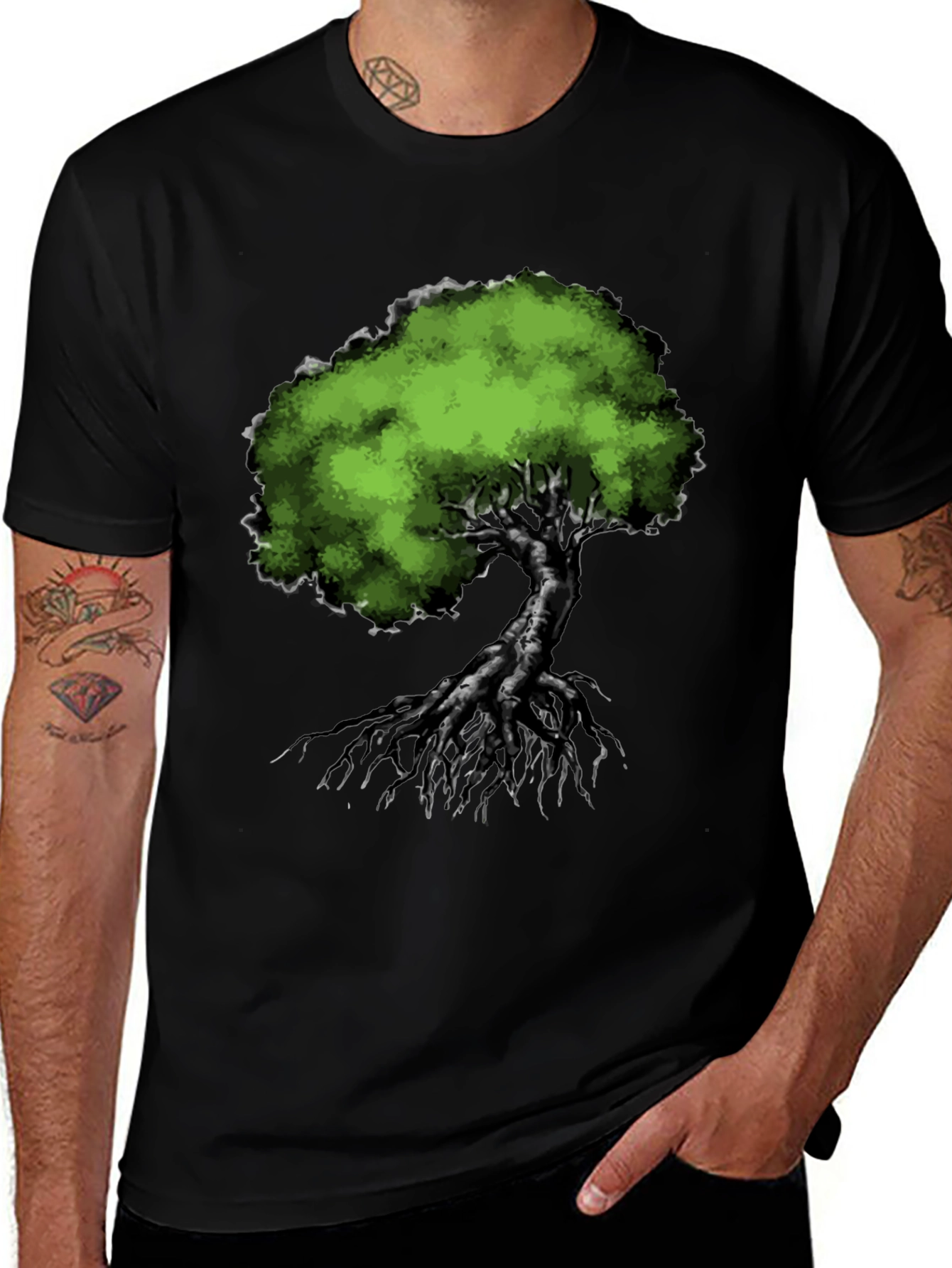 Variant 13 of Nature Tree Graphic Tee - Black
