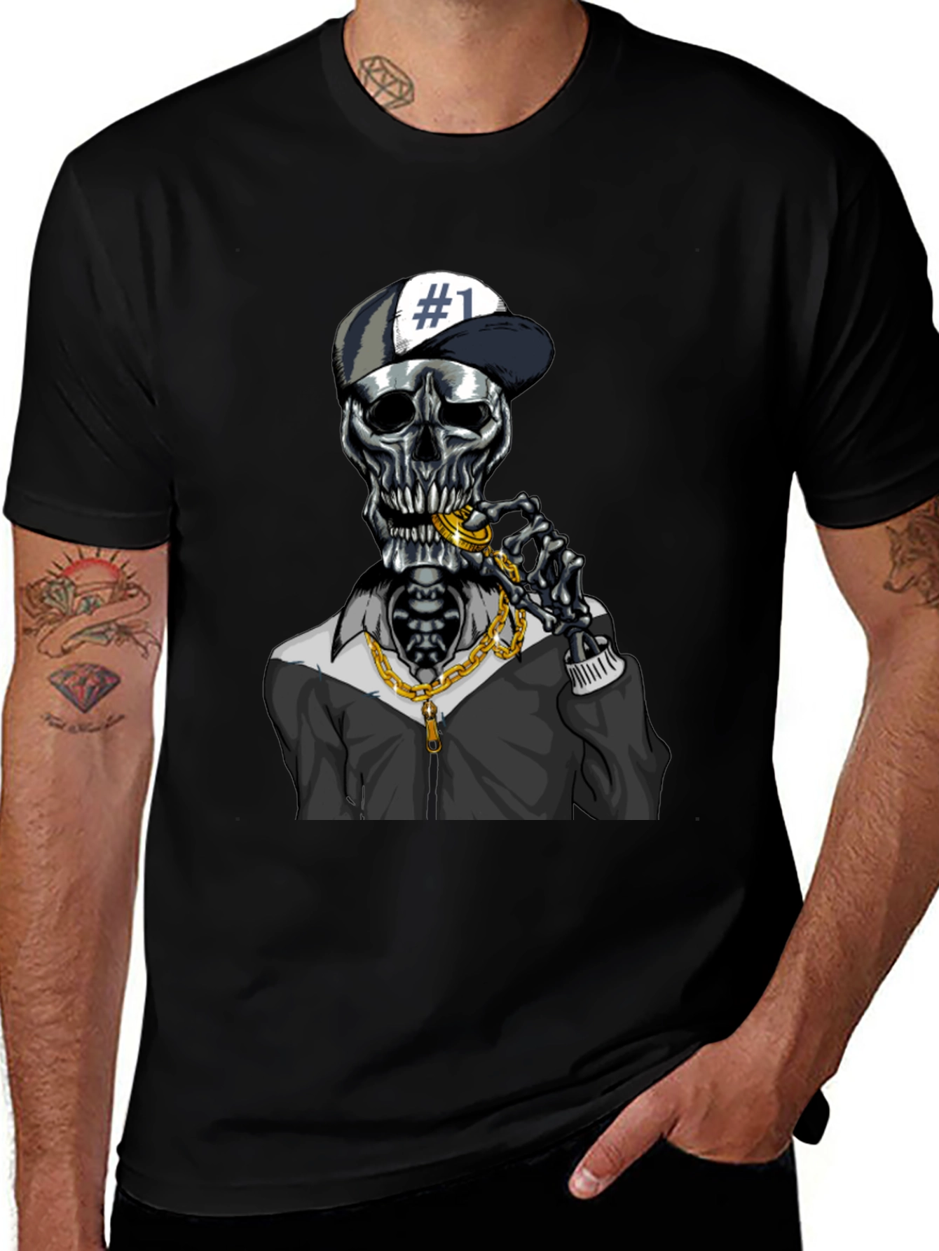 Variant 22 of Trendy Skeleton Graphic Tee - Black
