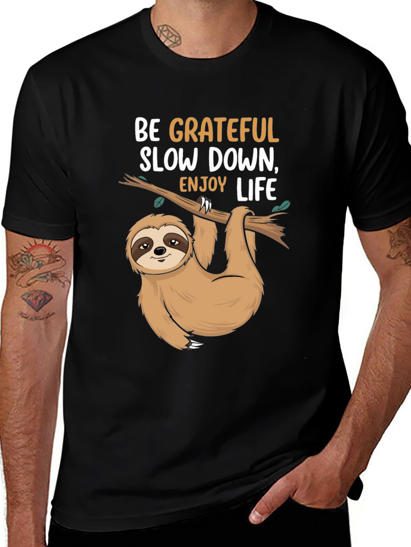 Variant 3 of Be Grateful Sloth Graphic Tee