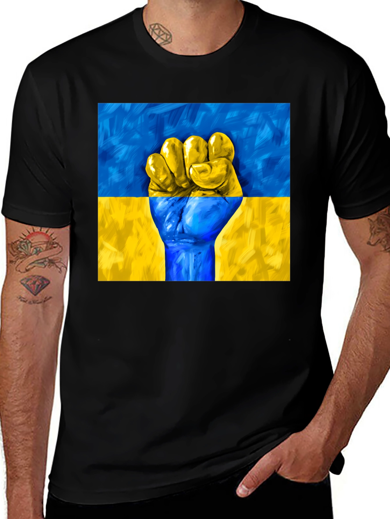 Ukraine Flag Fist T-Shirt - Stand With Ukraine