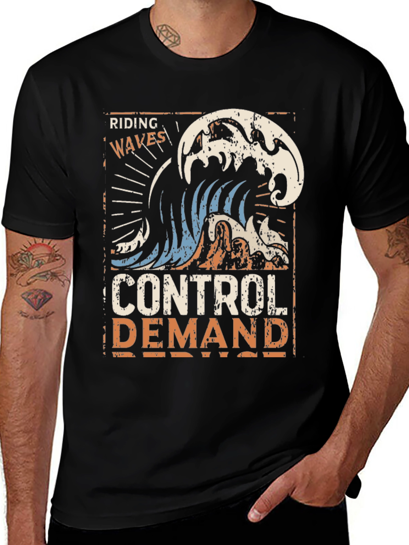Variant 23 of Riding Waves Graphic T-Shirt - Control Demand