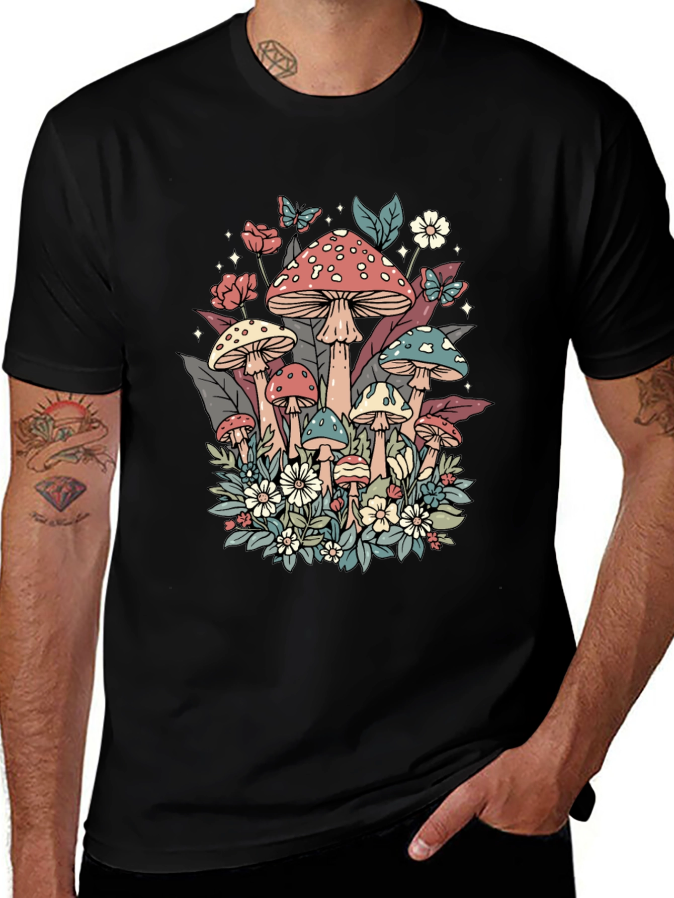 Variant 4 of Mushroom Garden Graphic T-Shirt - Nature Inspired Tee